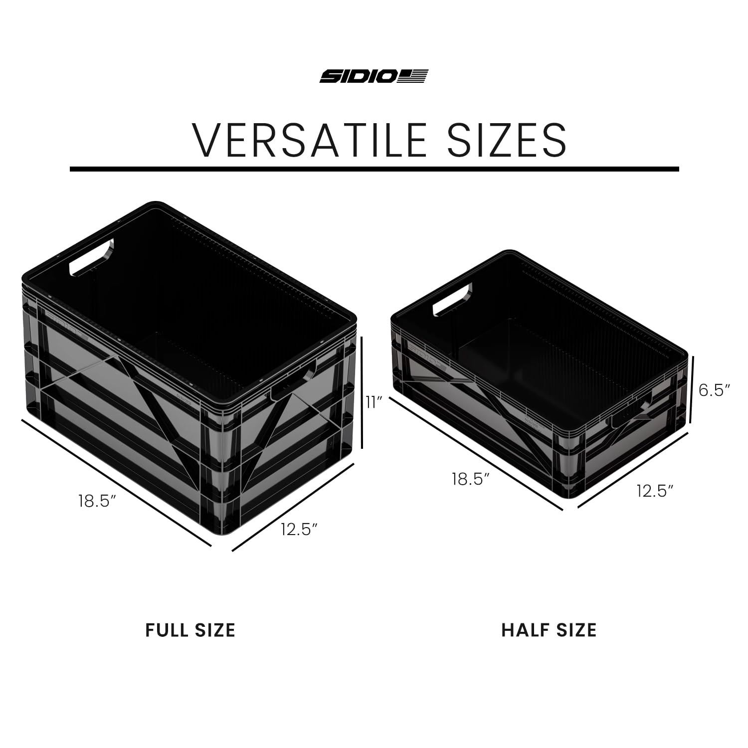 Heavy Duty Stackable Storage Bins - 2 Full-Size & 1 Half-Size Plastic Organizer Totes with Dividers - Durable Storage Containers for Home Office Garage Organization - Perfect for Closet Shelving, Pantry Organization and Outdoor Gear Storage