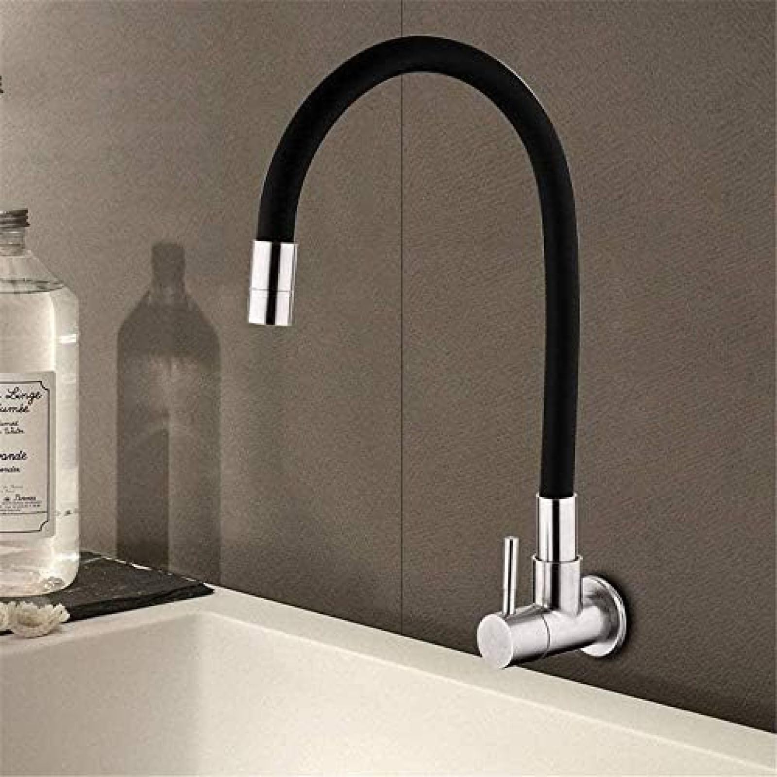 CRJUS 304 Stainless Steel Wall Mount Kitchen Faucet - Single Hole, One-Handle Cold Water Mixer Tap for Modern Kitchen Sink | Perfect for Small Spaces & RV Use