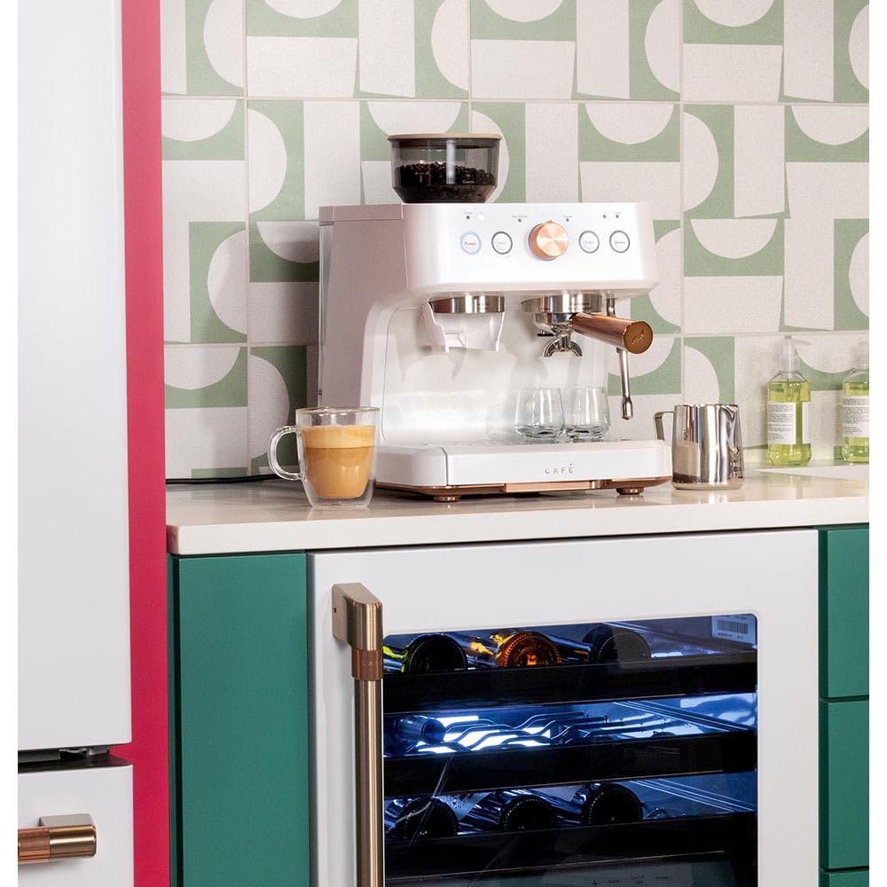 Café Bellissimo Semi Automatic Espresso Machine with Milk Frother - WiFi Connected Smart Home Coffee Maker | Built-In Coffee Bean Grinder, 15-Bar Pressure Pump & 95oz Water Tank | Matte White Finish | Perfect for Home Baristas & Coffee Lovers