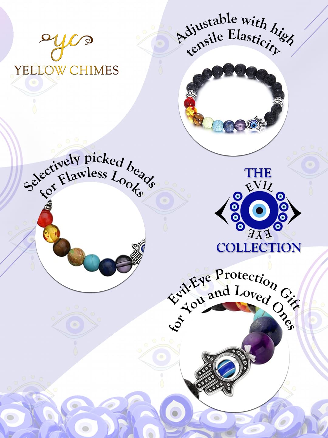 Yellow Beaded Stretch Bracelet for Men & Boys - Adjustable Chime Bracelet | D'Vine Collection | Birthday & Anniversary Gift for Husband, Father, Son | Perfect for Yoga, Meditation & Everyday Wear