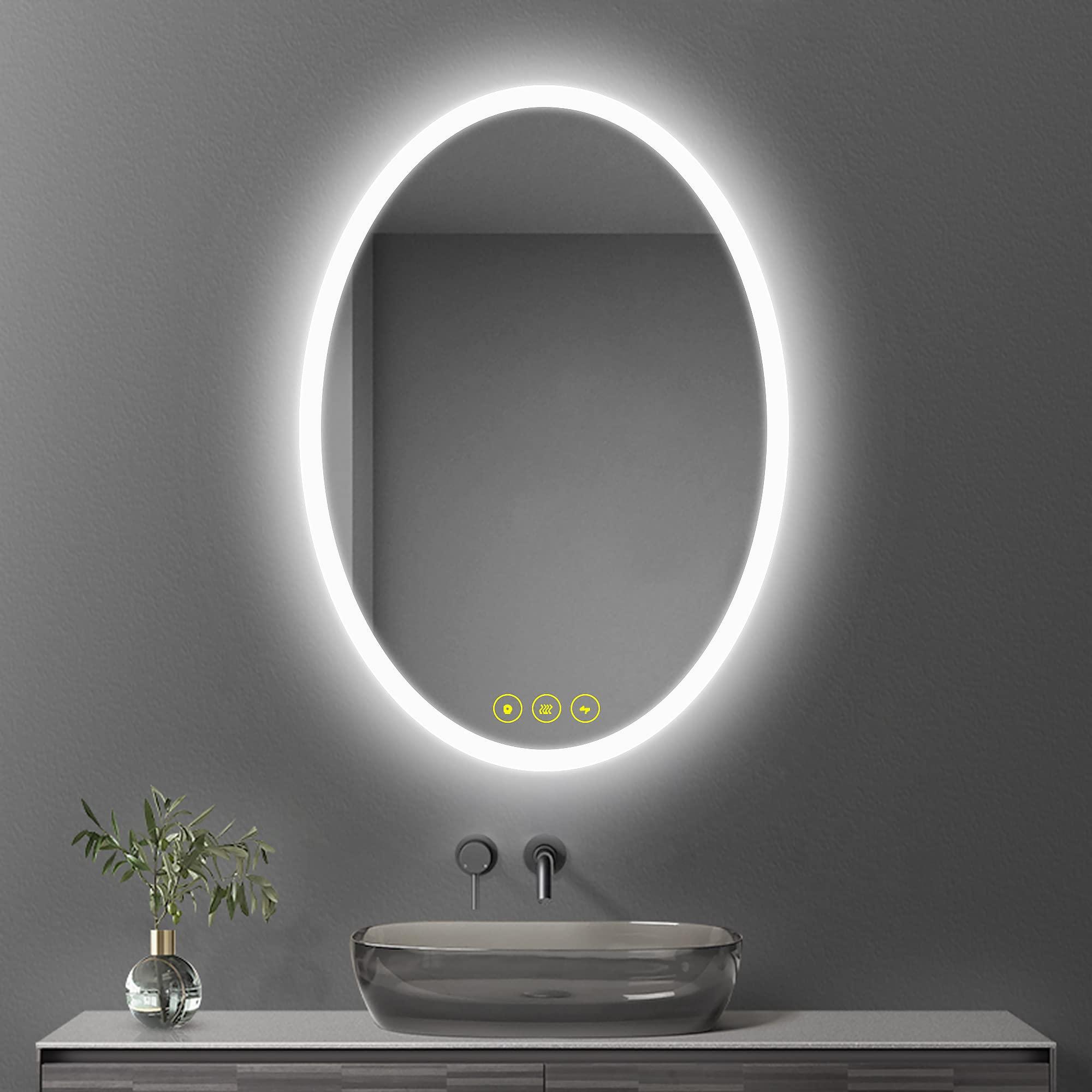 LuminaMirror Oval Frameless LED Anti-Fog Dimmable Bathroom Vanity Mirror with Touch Control - Perfect for Makeup, Shaving & Home Decor