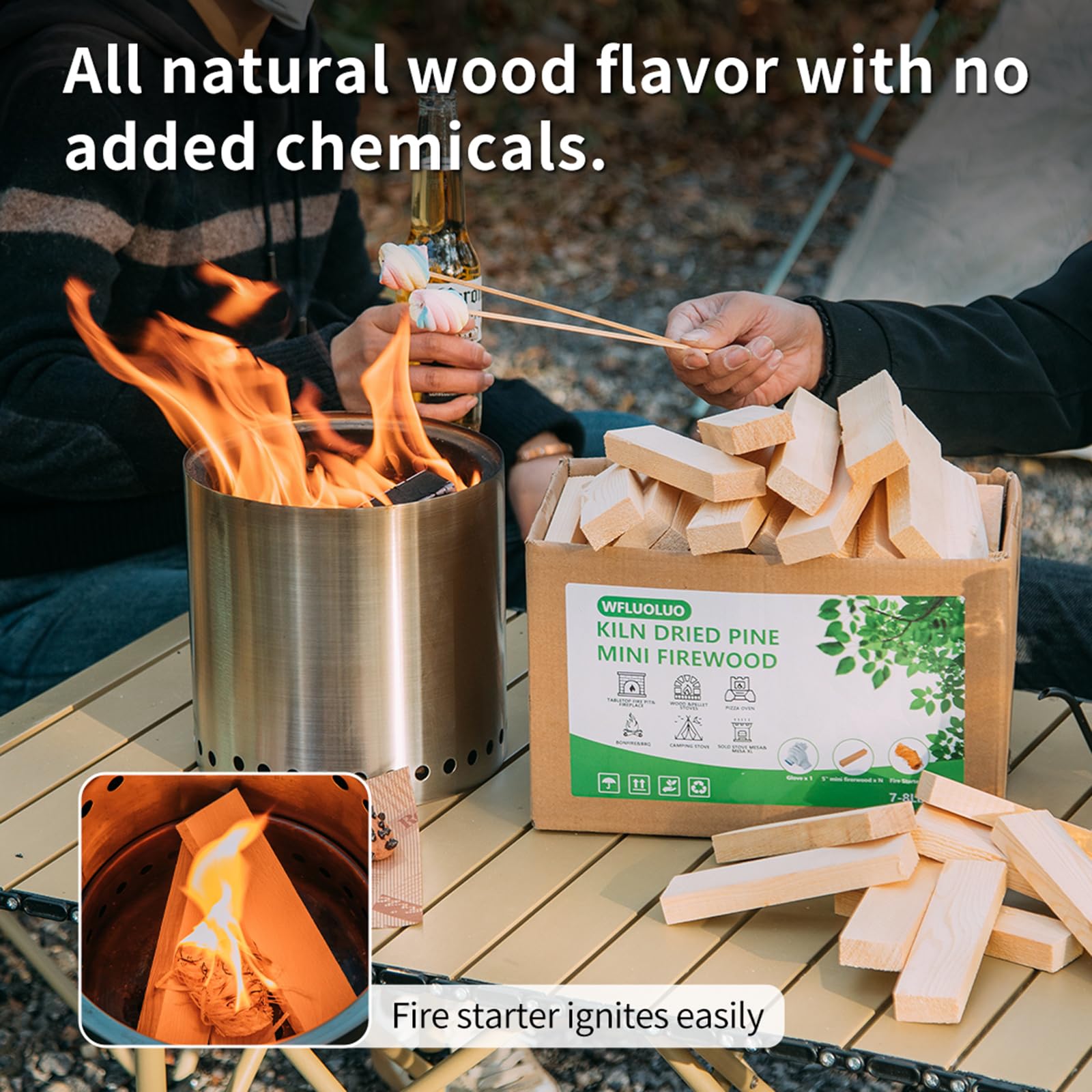 5'' Mini Kiln-Dried Pine Firewood for Solo Stove - Perfect for Mesa, Mesa XL, Tabletop Fire Pits, Wood Stoves & Pizza Ovens | Camping, Backyard Bonfires & Outdoor Cooking Accessories