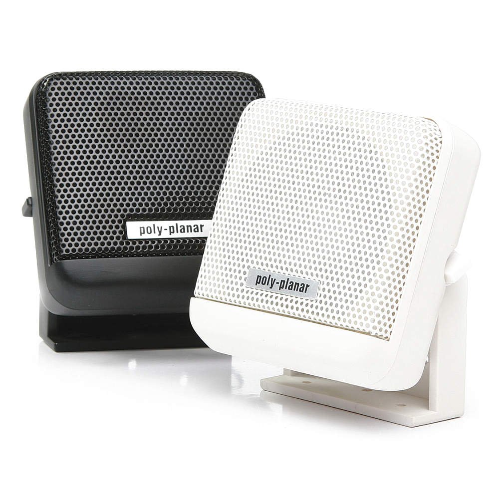 PolyPlanar VHF Extension Speaker - 10W Surface Mount Marine Boat Speaker (Single, Black) - Waterproof Audio for Boats, Yachts & Outdoor Marine Use
