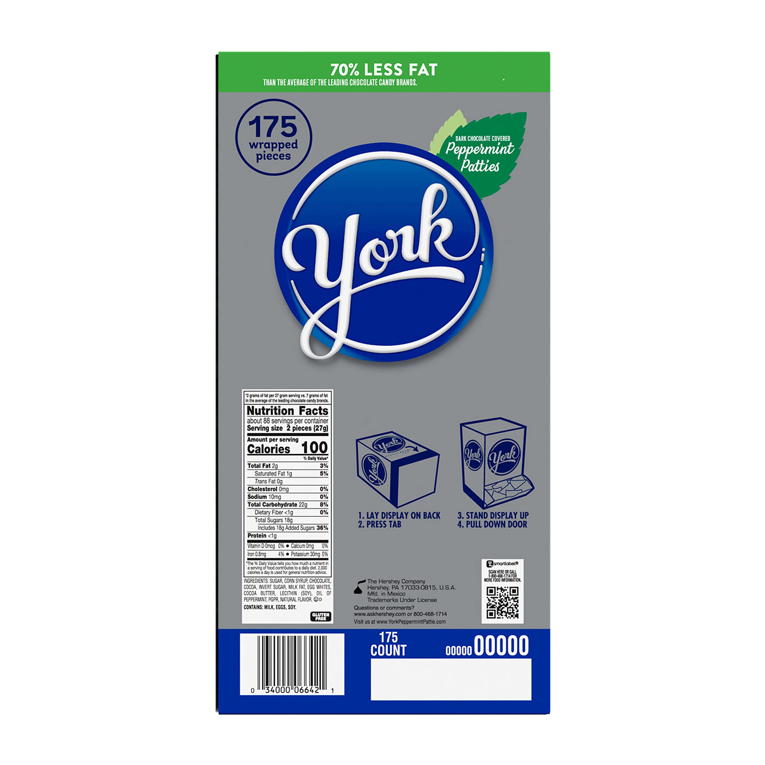 YORK Dark Chocolate Peppermint Patties - 84 oz Bulk Candy Box (175 Pieces) - Perfect for Holiday Gifts, Party Favors & Office Snacks