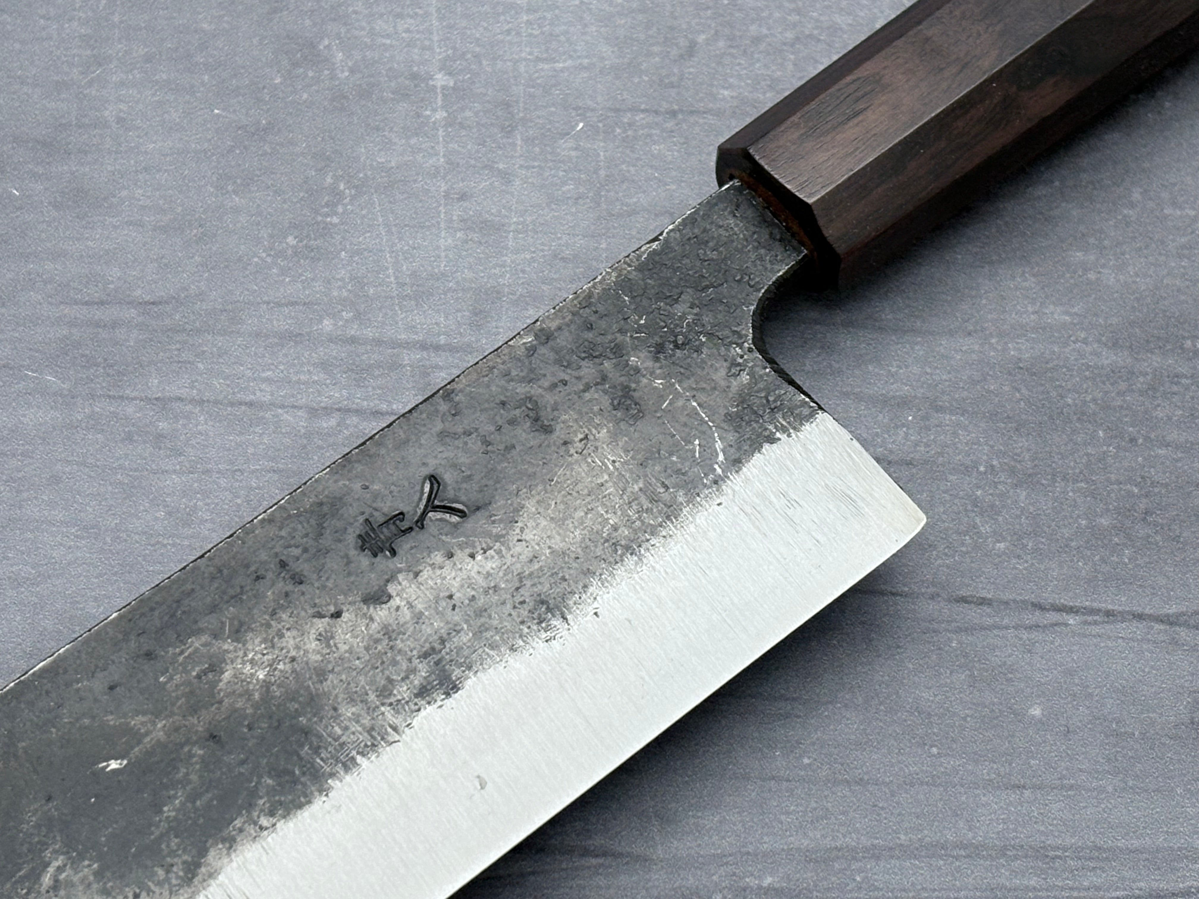 Hatsukokoro Kurogane Blue #2 Nakiri Knife 120mm - Japanese Carbon Steel Kitchen Knife for Precision Vegetable Slicing and Chopping - Perfect for Home Chefs and Professional Kitchens