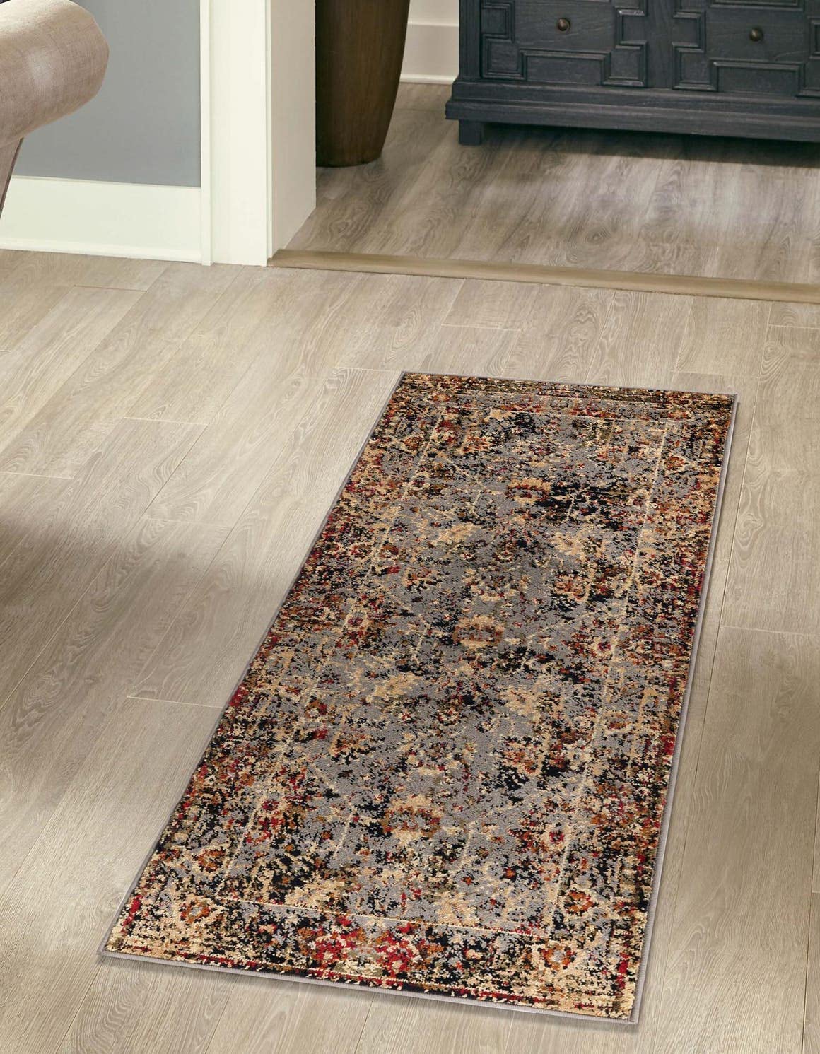 Unique Loom Saturn Collection Area Rug - Ion Blue/Black Runner (2'2