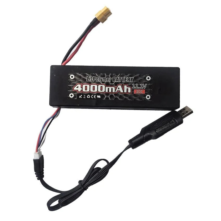 MJX 3S 30C 11.1V 4000mAh LiPo Battery with XT60 Connector - Compatible with MJX 10208 V2 & H8H RC Cars - High Performance Power for Long Run Times and Intense Racing