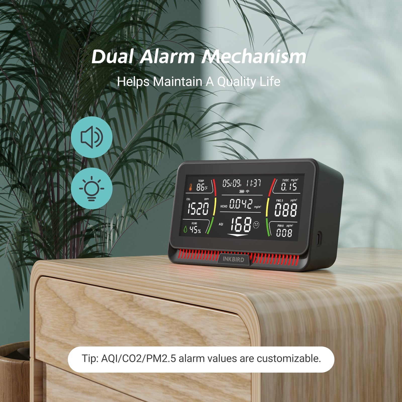 10-in-1 Wireless Air Quality Monitor IAQM 129W - Portable Indoor Air Pollution Detector for Home, Office & Car | Measures PM2.5, CO2, Temperature & Humidity | Real-Time Air Quality Analysis for Healthier Living