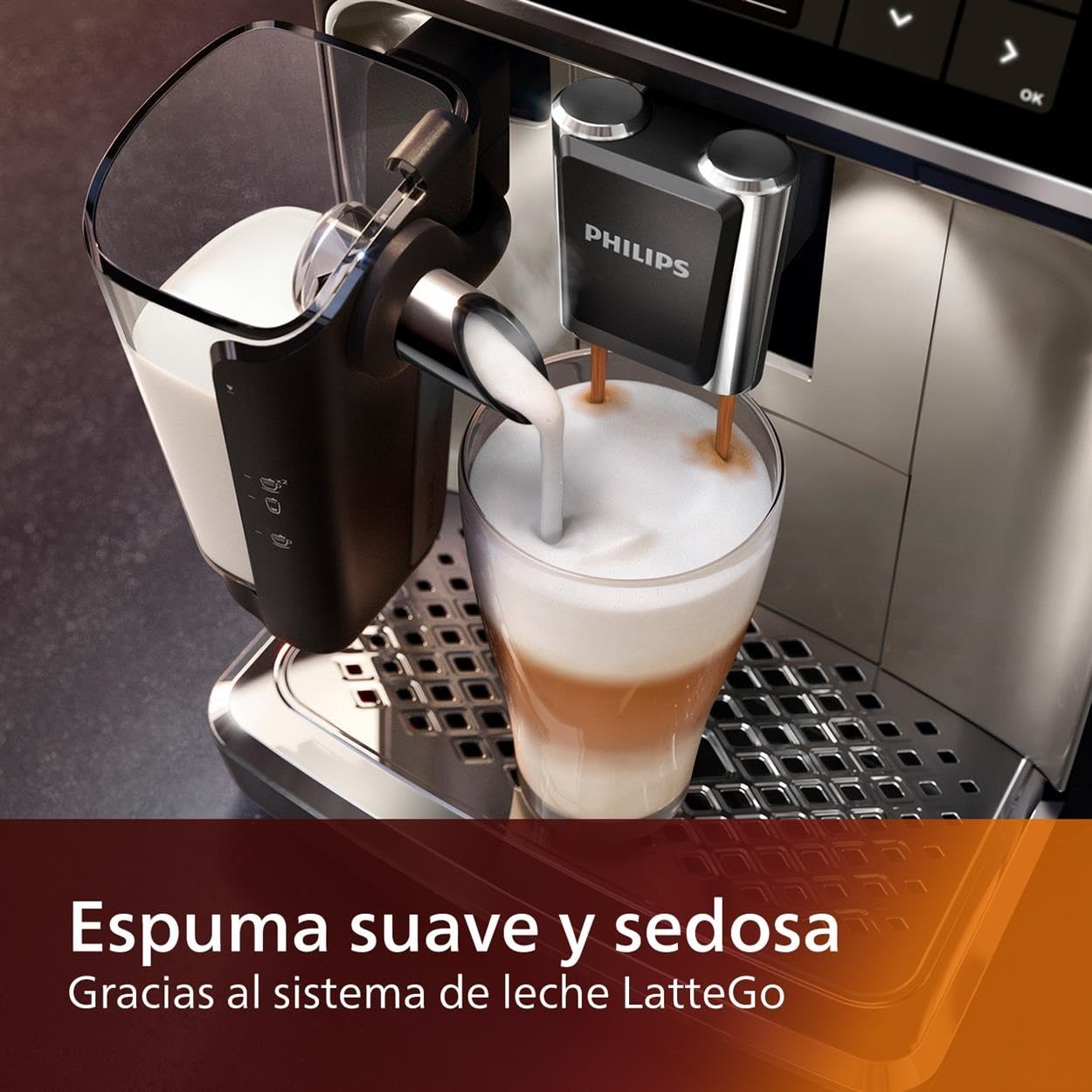 Philips 5400 Series Fully Automatic Espresso Machine with LatteGo Milk System - 12 Coffee Varieties, Intuitive Touch Display, 4 User Profiles, Chrome Finish (EP5447/90) - Perfect for Home Baristas & Coffee Lovers