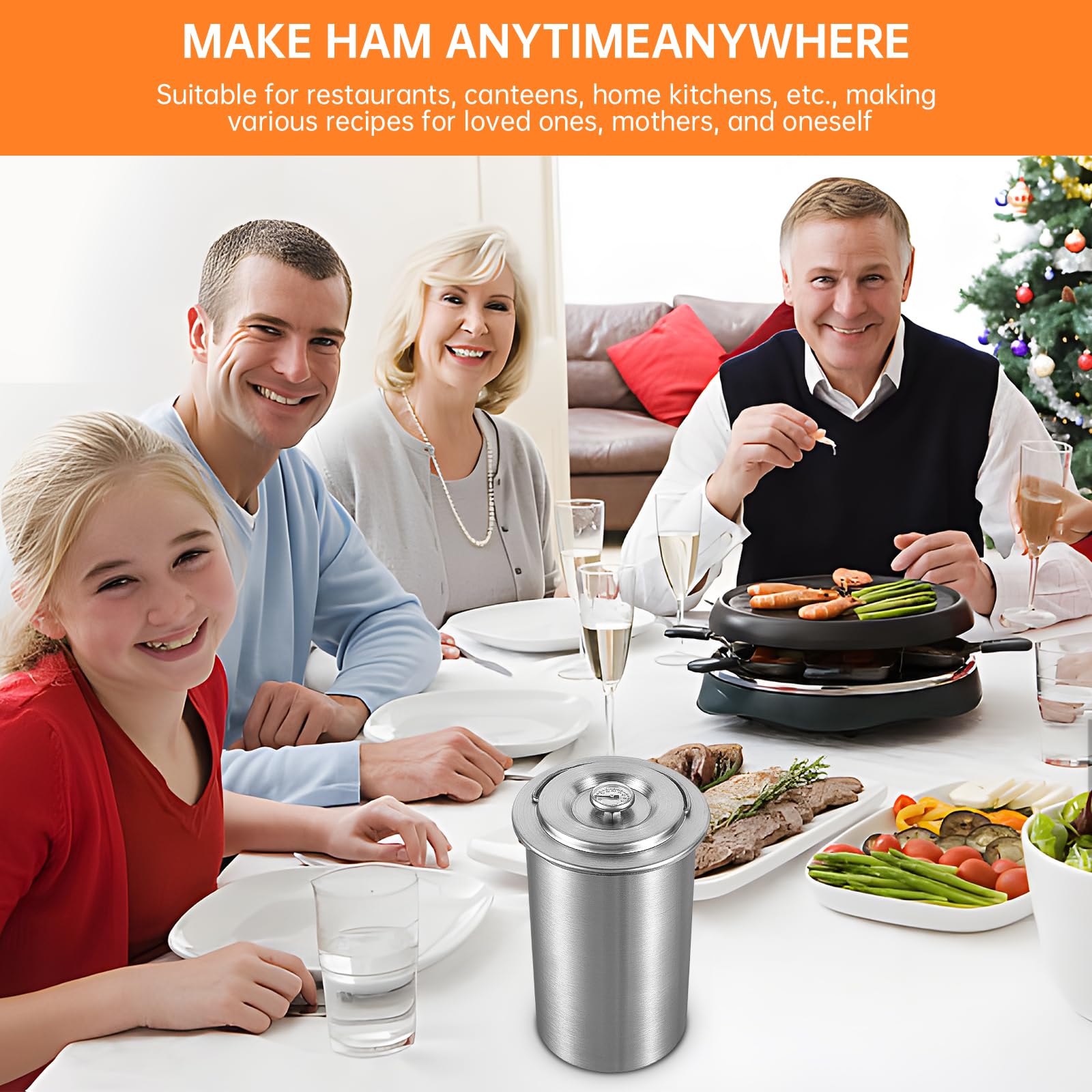 Premium 304 Stainless Steel Meat Press Cooker - Heavy Duty Ham Press Maker for Pork, Beef, Fish & Poultry | Round Shape Deli Meat Press Machine for Homemade Sausages, Burgers & BBQ | Perfect for Restaurants, Home Kitchens & Outdoor Cooking
