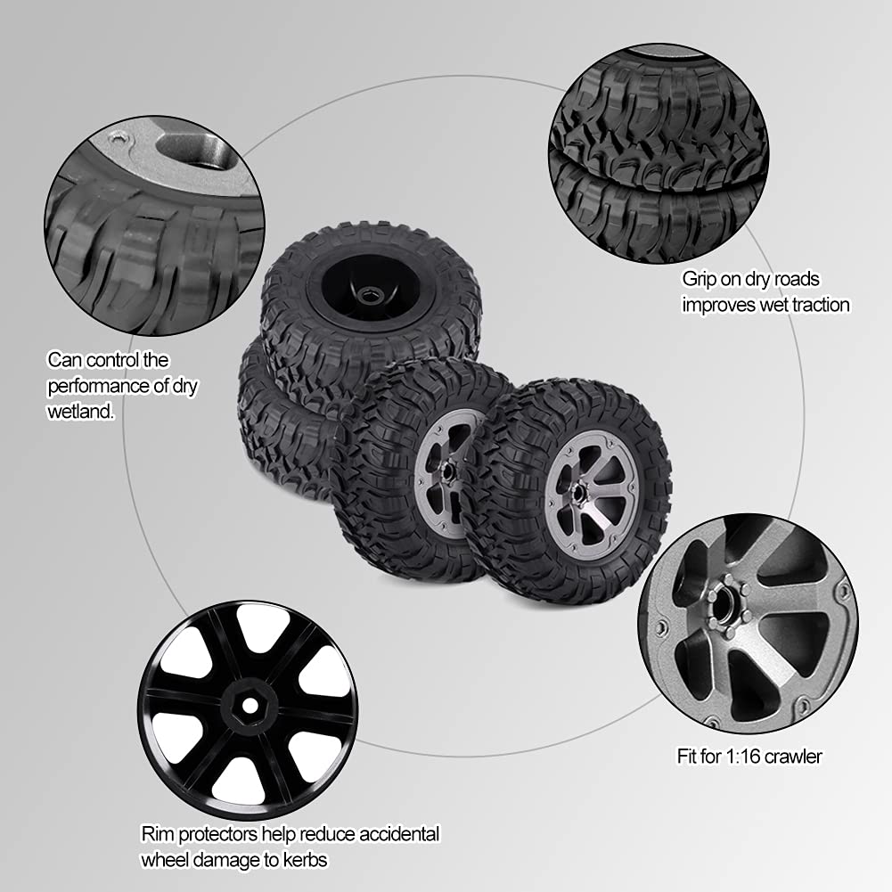 1:16 RC Crawler Tires Rubber - Heavy Duty Off-Road Tires for RC Cars - Durable RC Accessories for Rock Crawling & Trail Adventures