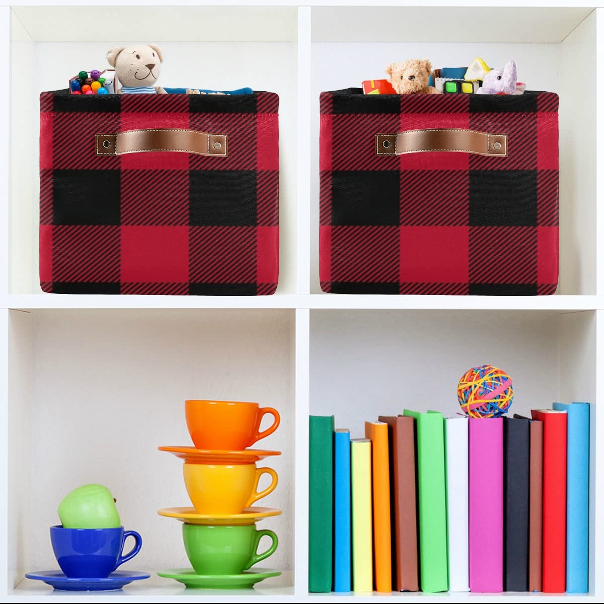 Personalized Buffalo Plaid Dog Toy Basket - Custom Monogram Pet Toy Bin & Storage Organizer for Dogs | Perfect for Pet Playrooms, Living Rooms & Bedrooms
