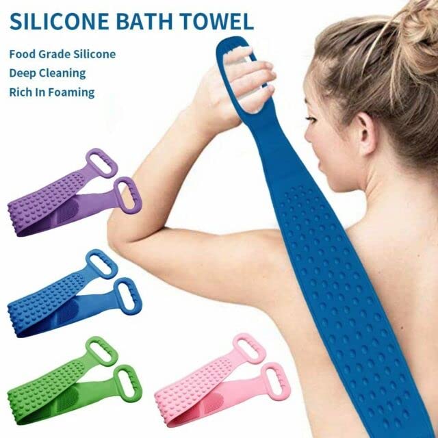 SNAG (2-Pack) Silicone Back Massager & Body Scrubber for Shower - Double-Sided Exfoliating Belt with Ergonomic Handles, Waterproof Bath Brush - Perfect for Back Pain Relief & Deep Skin Cleansing - Ideal for Spa, Home Bath & Relaxation Therapy