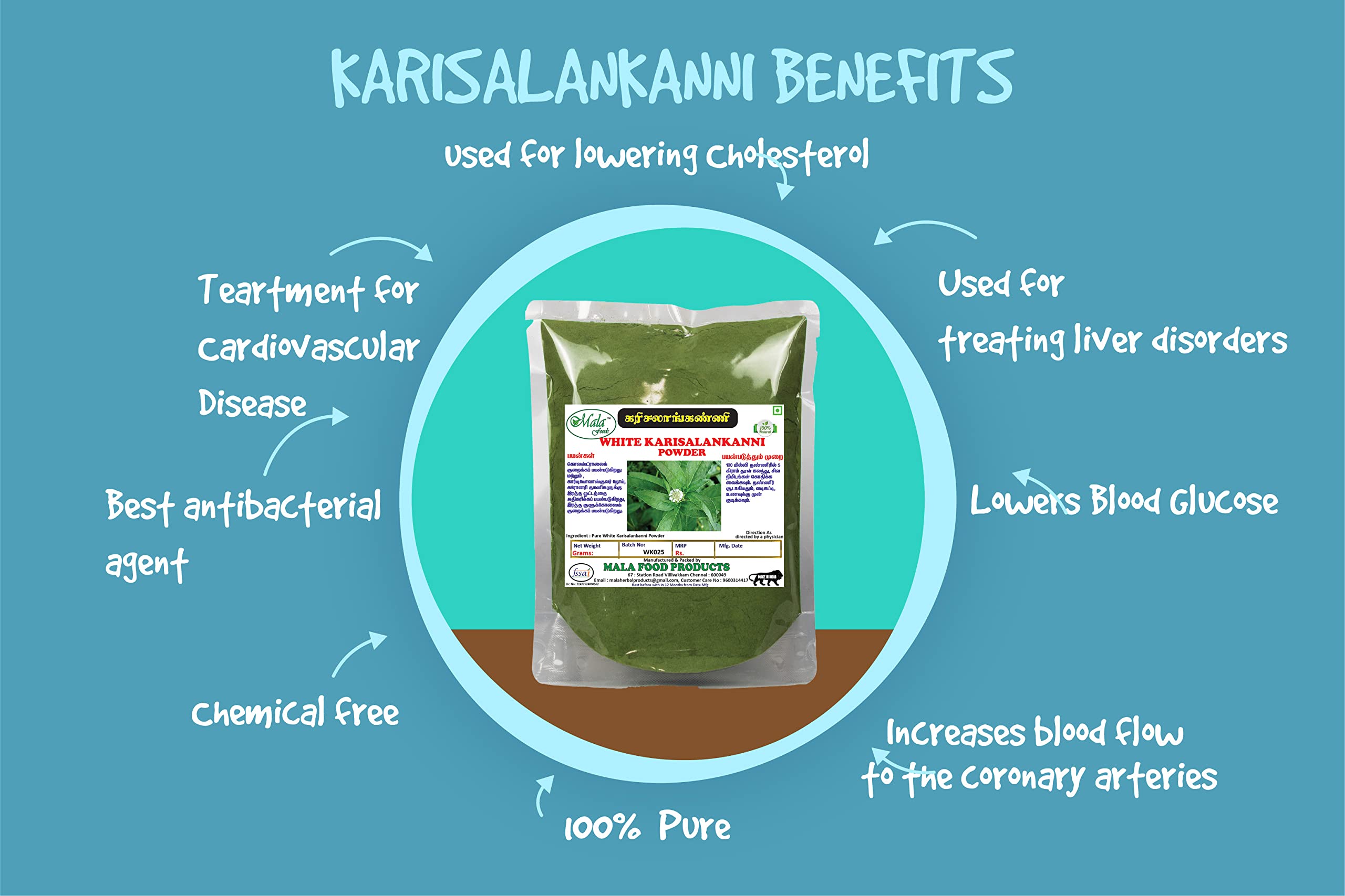 Organic Bhringraj Powder (Eclipta Alba) - 250g | Herbal Hair Growth Treatment | False Daisy Leaves for Stronger, Healthier Hair | Perfect for DIY Hair Masks & Ayurvedic Remedies