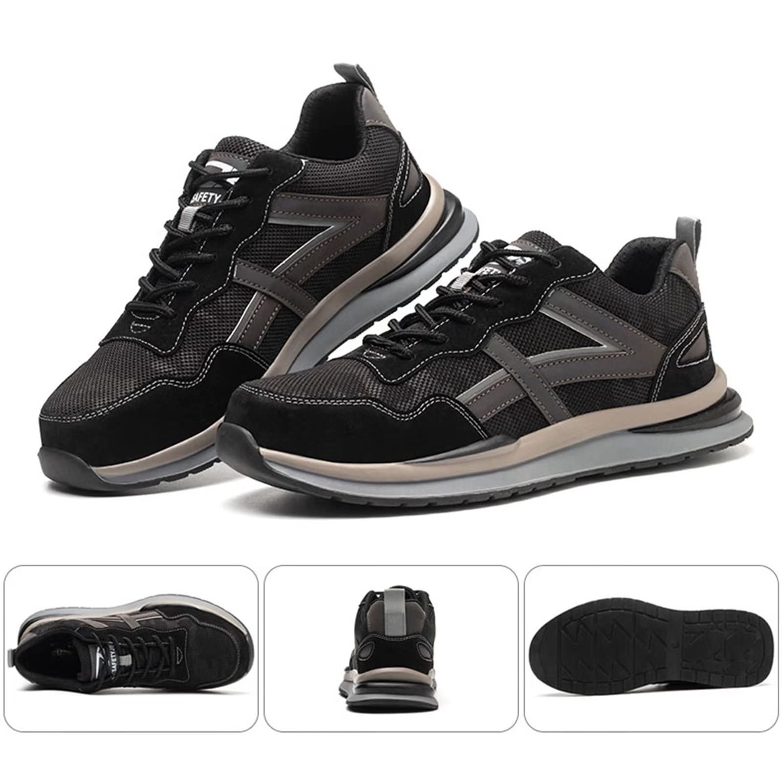 Men's Steel Toe Work Shoes - Lightweight & Breathable for Construction & Industrial Use