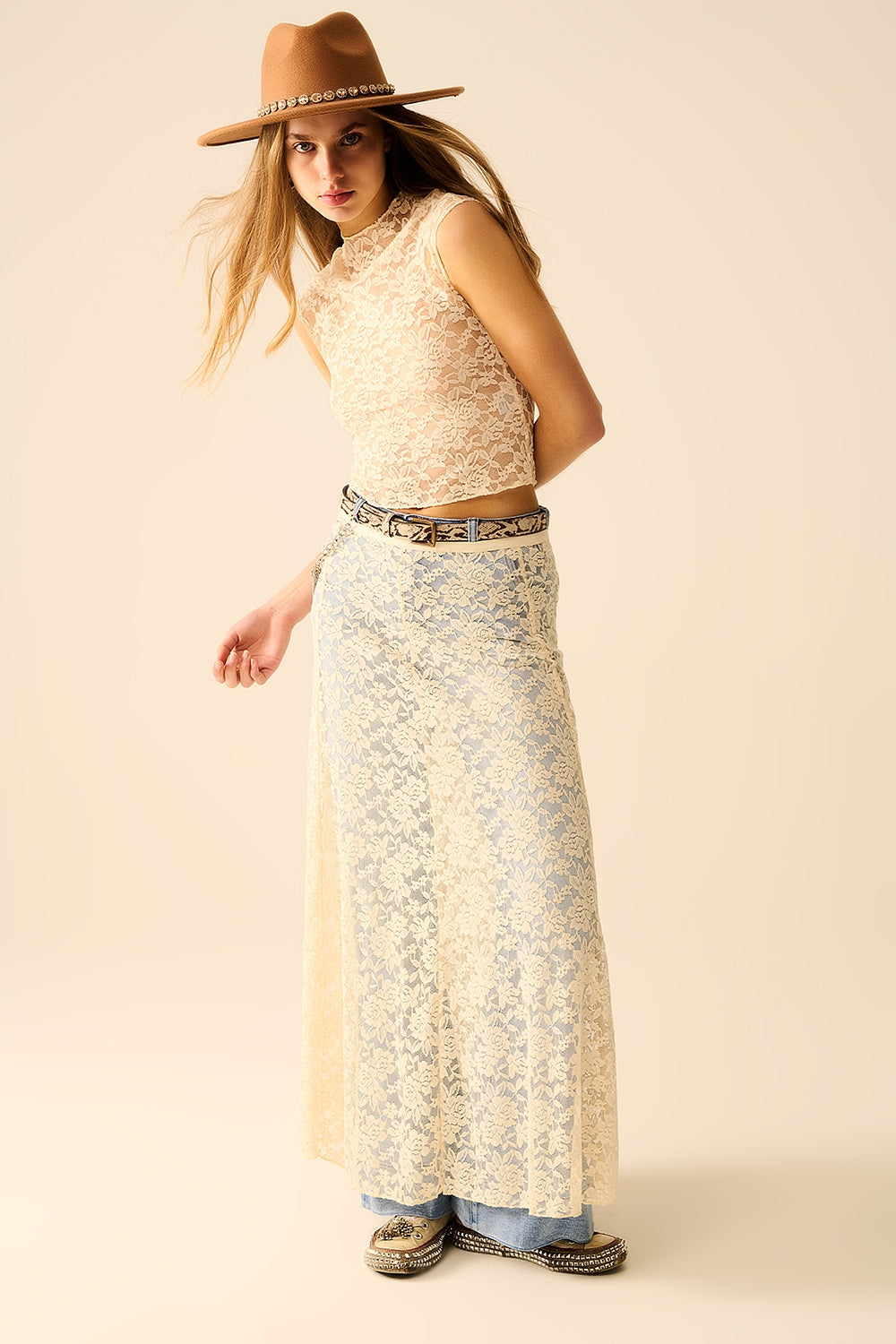 Beige Floral Lace Maxi Dress for Women - Elegant Long Boho Dress for Weddings, Parties & Summer Outings