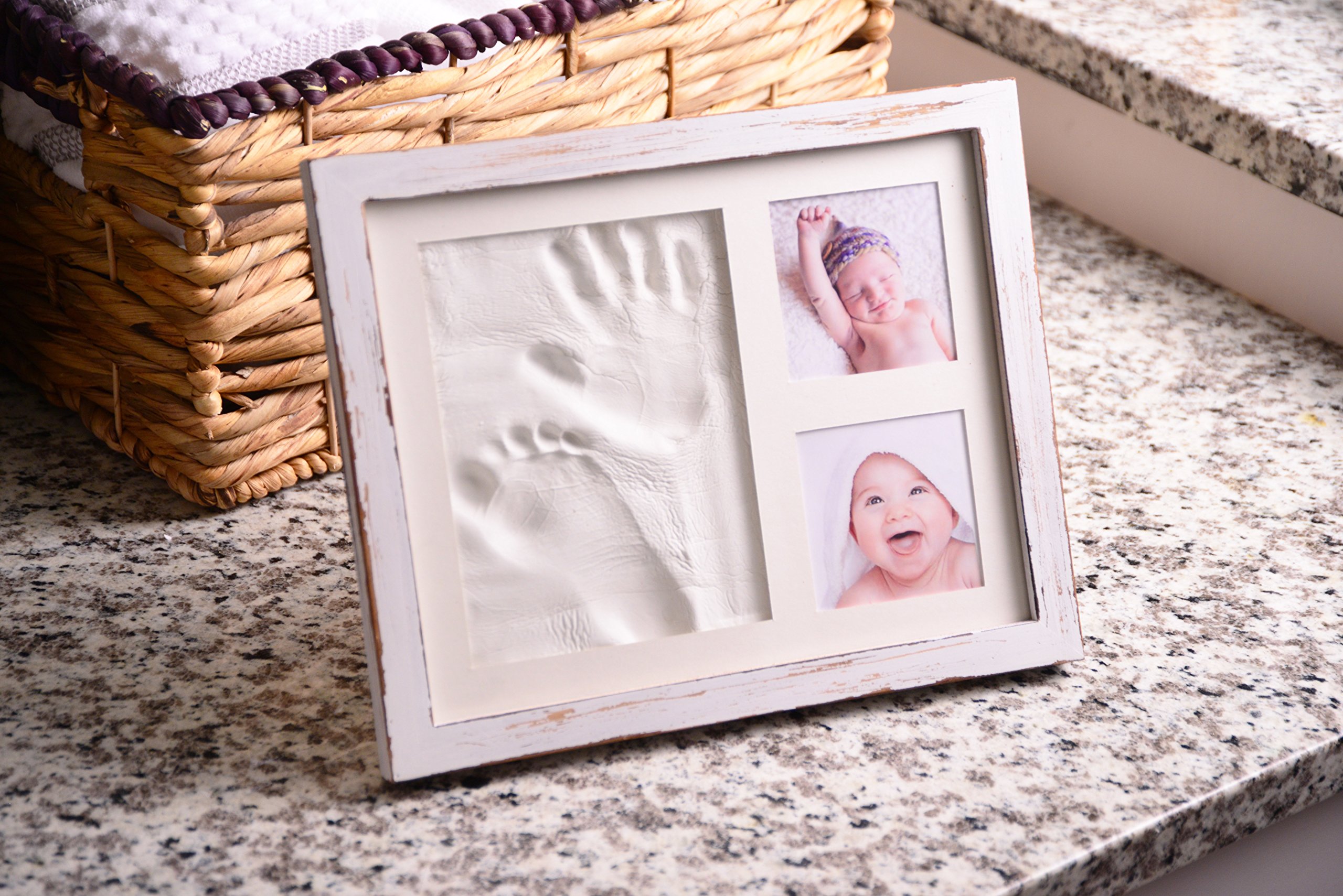 Baby Handprint & Footprint Kit with Clay & Name Stamps - Blue | DIY Keepsake for Newborns, First Birthday Gifts, Baby Shower Favors & Nursery Decor
