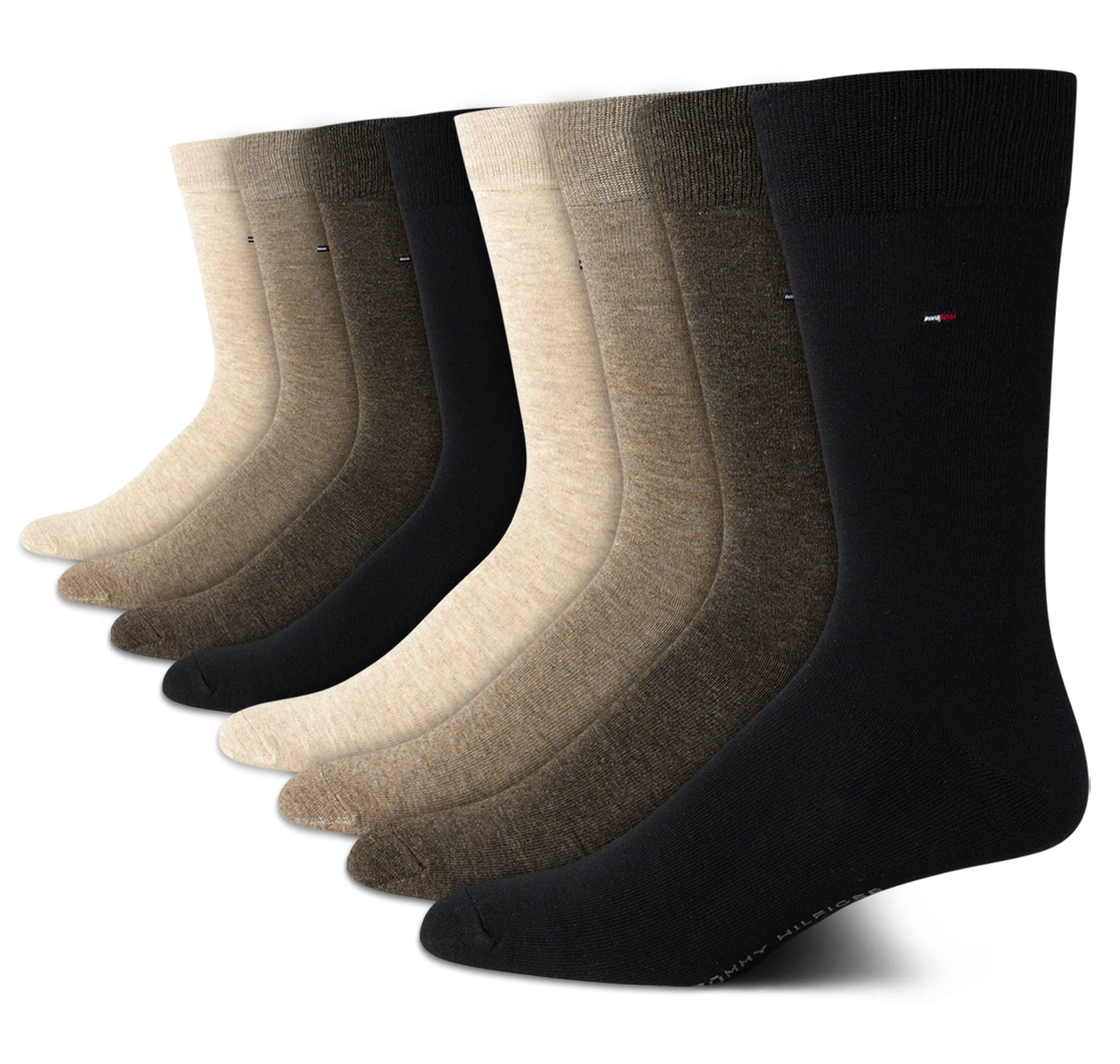Tommy Hilfiger Men's Dress Socks 8-Pack - Breathable Stretch Crew Socks for Work & Casual Wear - Comfortable Active Socks for Business, Office & Daily Use