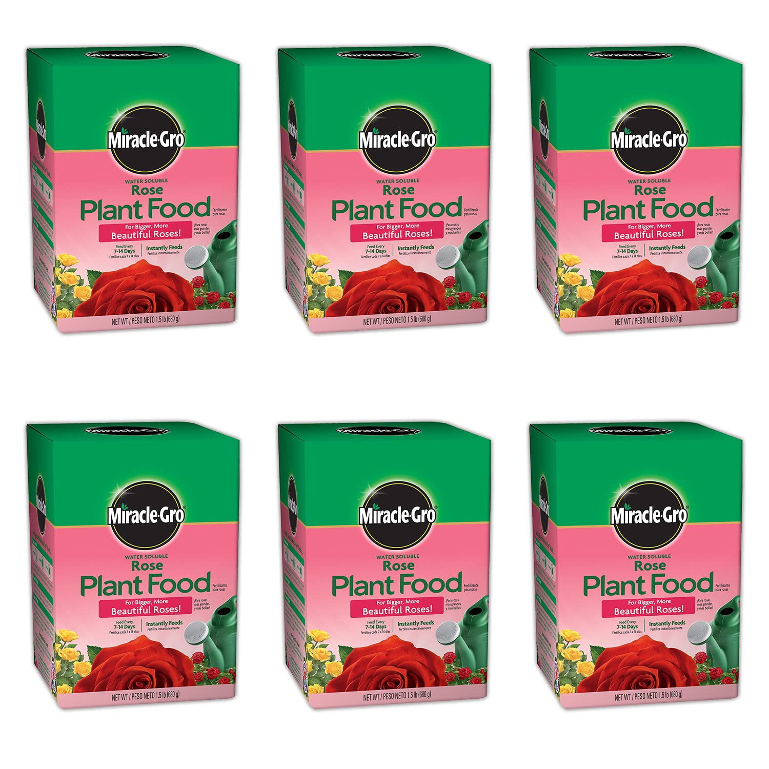 Miracle-Gro Rose Plant Food Fertilizer - 1.5 lb (6 Pack) for Healthy Roses - Perfect for Garden Roses, Potted Roses & Flower Beds