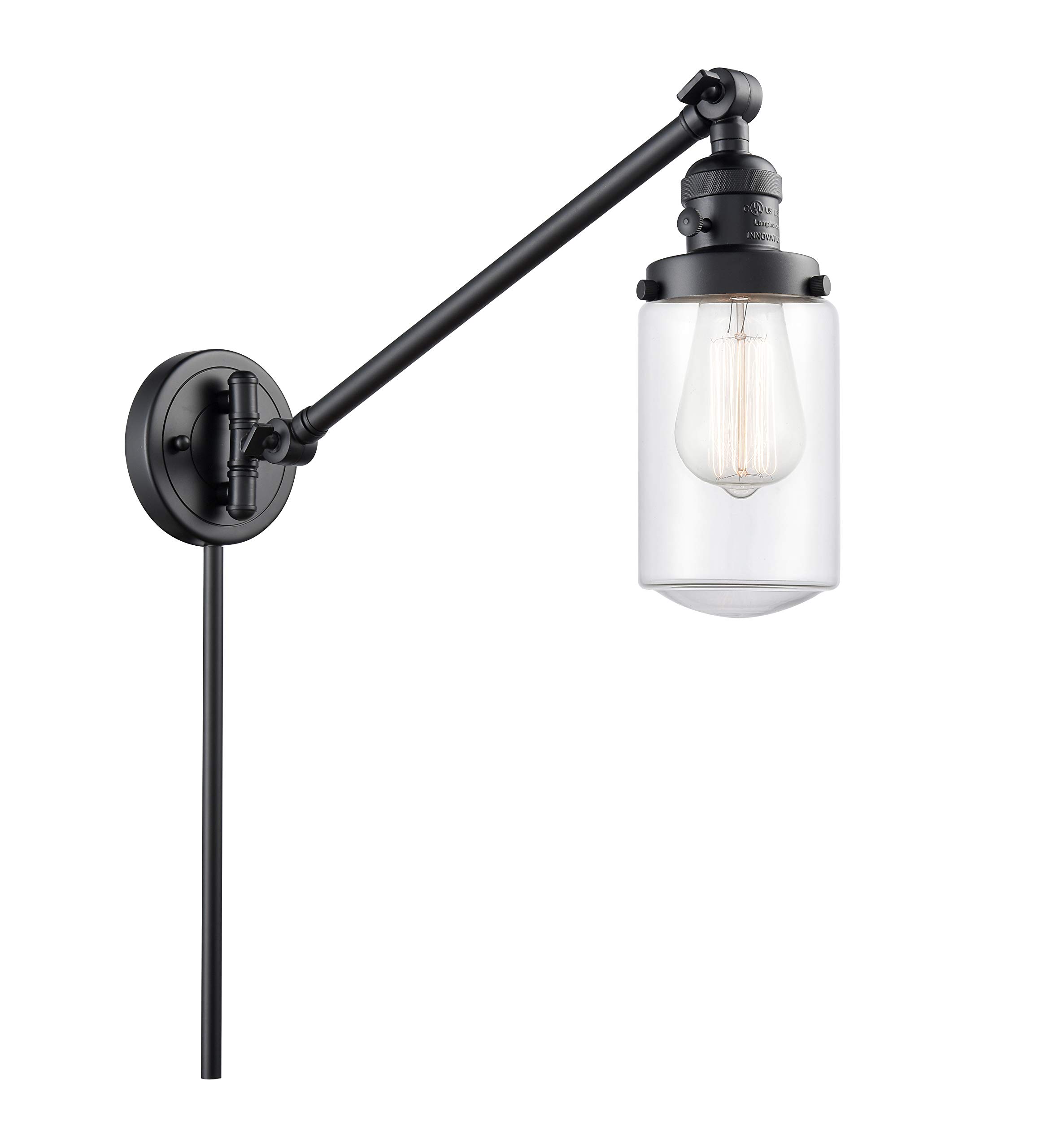 Franklin Restoration Collection LED Swing Arm Lamp - Adjustable Desk Light for Reading, Office, and Bedroom - 237-BK-G312-LED Black Modern Task Lighting