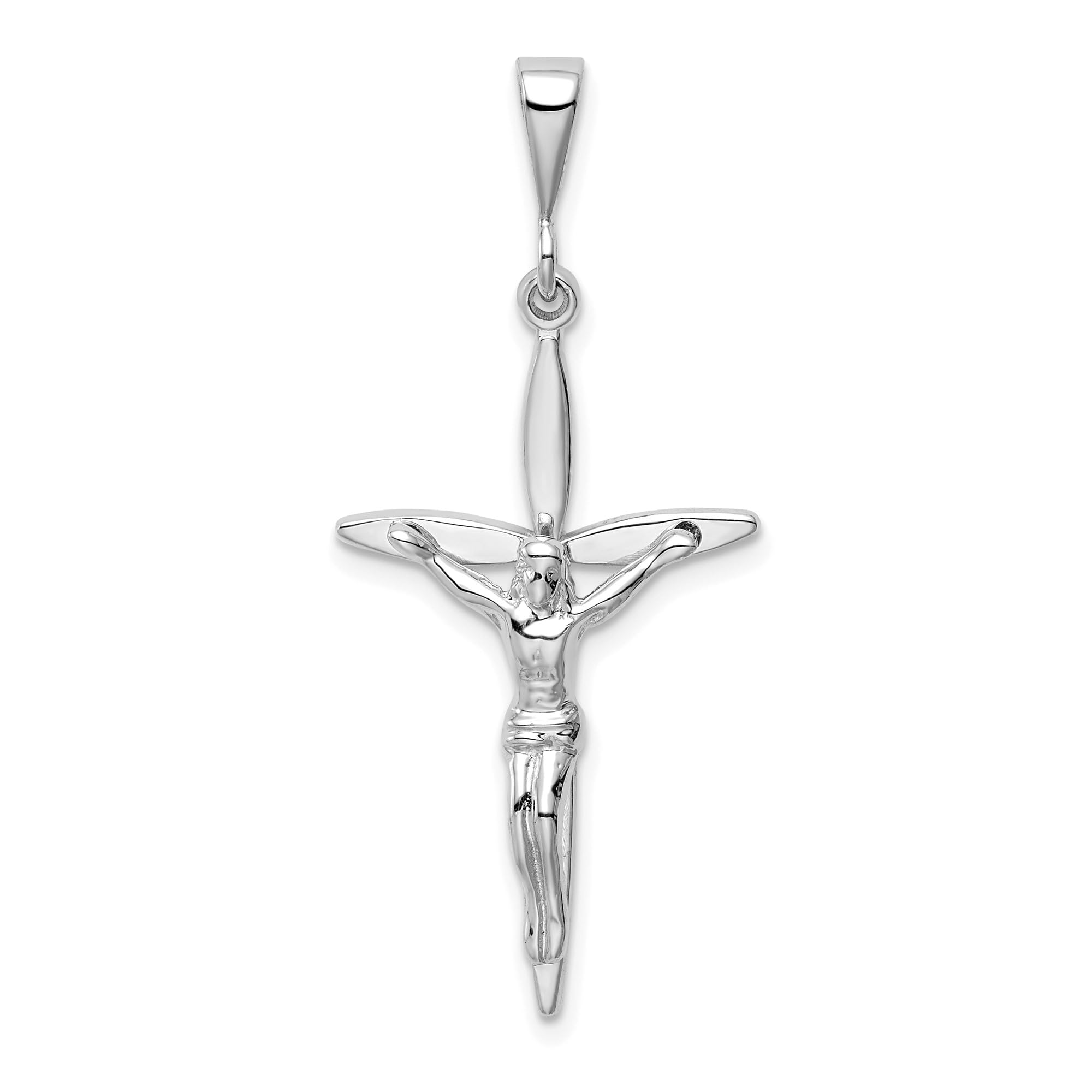 14K Solid White Gold Jesus Christ Crucifix Necklace - Religious Cross Pendant for Men & Women - Perfect for Church, Baptism, Easter, and Daily Wear