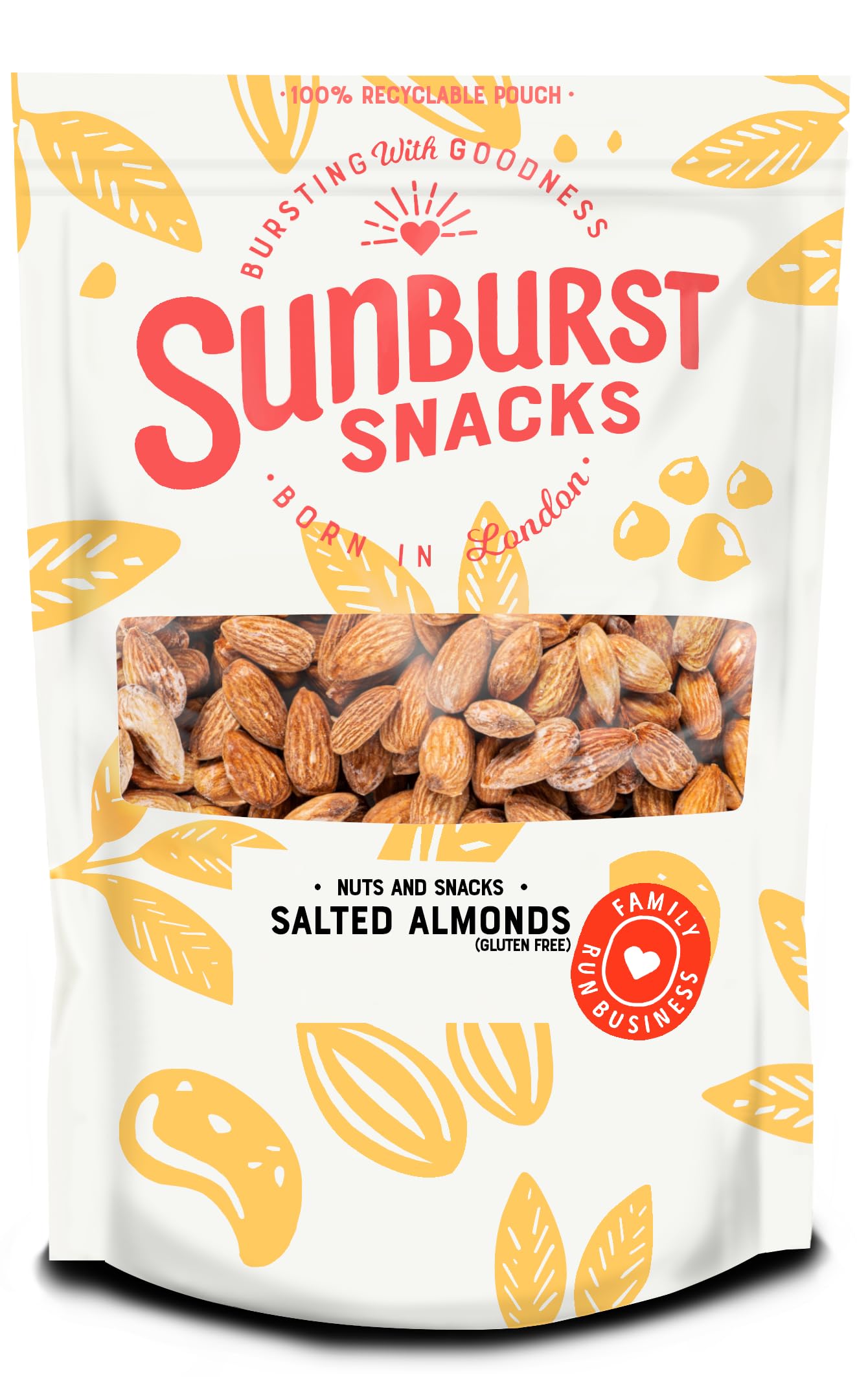 Sunburst Snacks Whole Almonds Dry Roasted & Salted 500g - Healthy Protein Snack for Keto, Paleo & Vegan Diets - Perfect for On-the-Go, Office & Travel Snacking