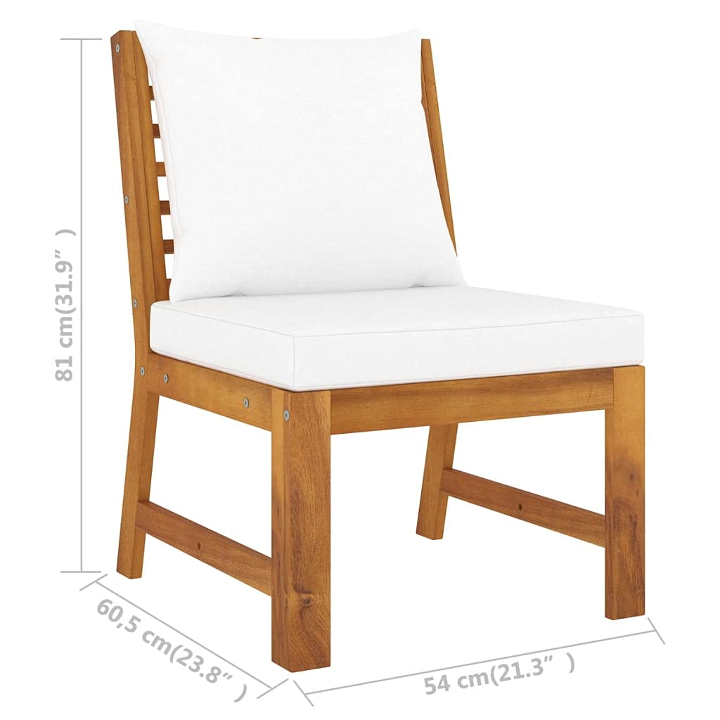 All-Weather Acacia Wood Outdoor Patio Chairs - Solid Wood Porch Dining Chairs with Cream Cushion for Garden, Backyard, Deck & Poolside Relaxation