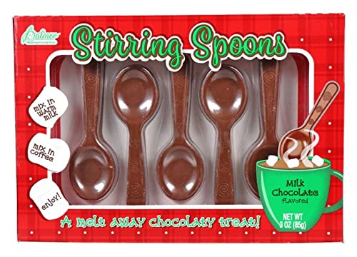 6 Peppermint Flavored Edible Spoons + 5 Milk Chocolate Spoons with Candy Cane Cup - Individually Wrapped Holiday Dessert Set - Perfect for Hot Cocoa, Coffee Stirring & Christmas Party Treats
