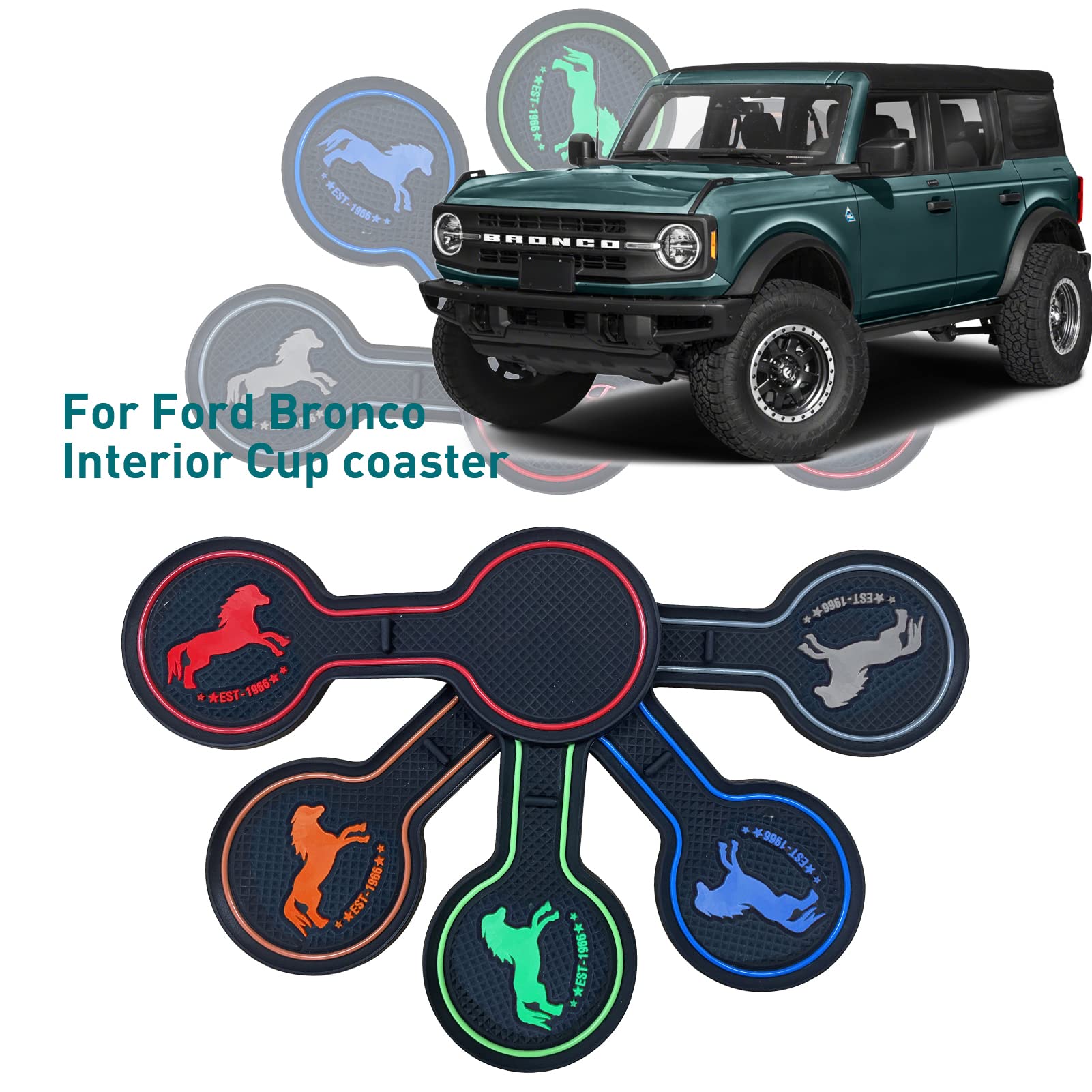 **Ford Bronco 2021-2024 Cup Holder Coaster - Non-Slip Silicone Drink Mat, Car Accessories for Beverage & Decoration (Orange) - Perfect for Road Trips, Coffee, and Spill Protection**