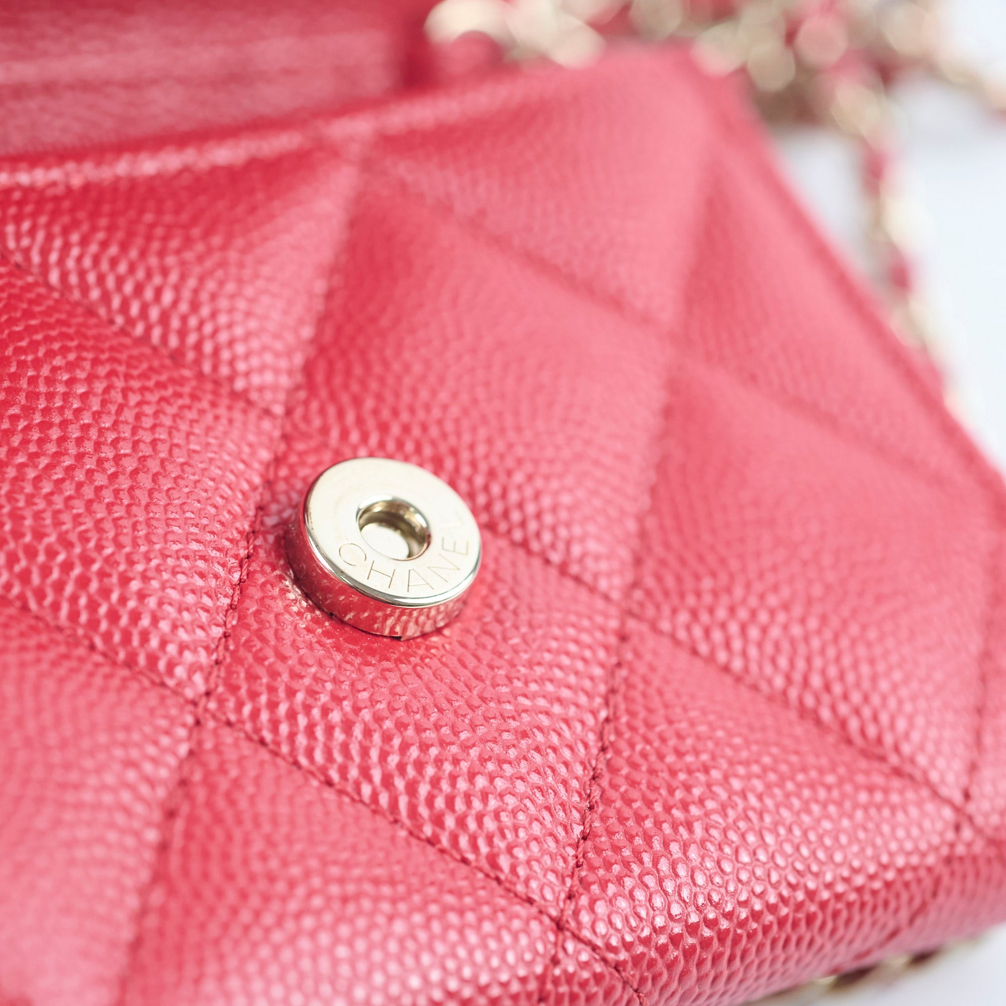 Chanel Caviar Leather Quilted Flap Card Holder with Chain - Red Series 31 | Luxury Wristlet Wallet for Women | Perfect for Parties, Date Nights & Everyday Use
