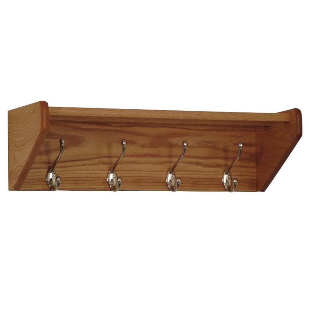 25-Inch Light Oak Wooden Mallet with 4 Nickel Hooks - Perfect for Kitchen, Bathroom & Bedroom Organization & Storage