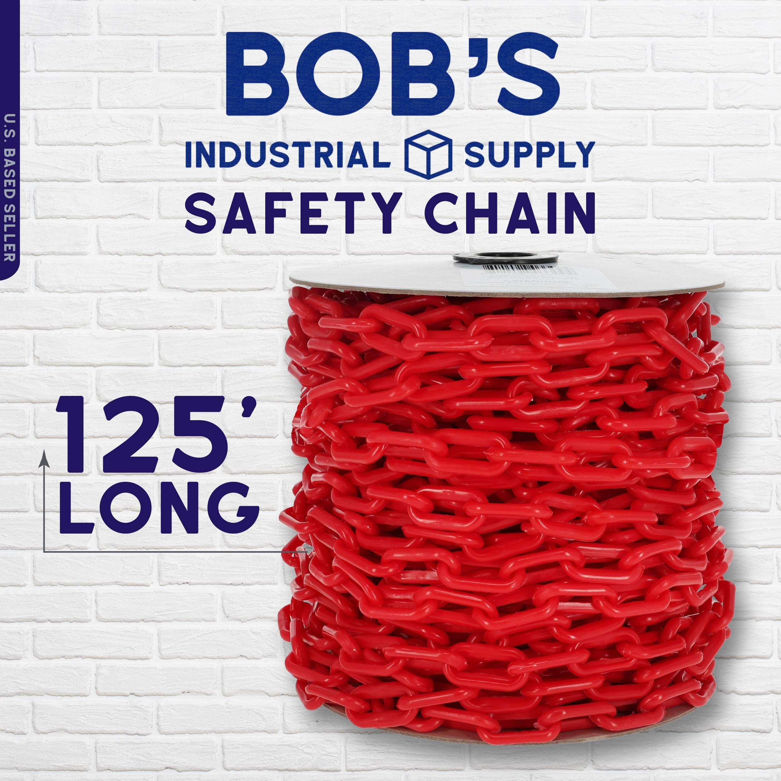 BISupply Red Plastic Chain Links - 125ft x 2in Safety Barrier Chain for Crowd Control, Halloween Decorations & Costume Accessories | Perfect for Events, Parties & Construction Sites