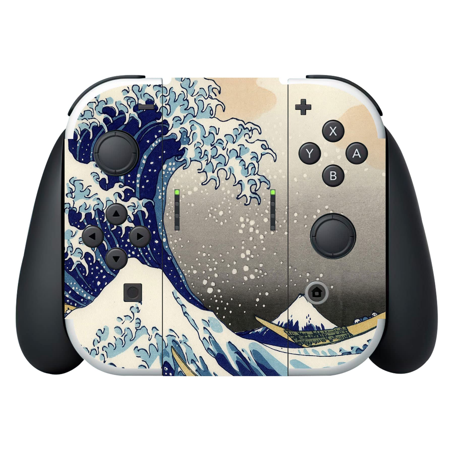 PlayVital Full Set Protective Stickers for Nintendo Switch OLED Model - Custom Vinyl Decal Skins for Switch OLED Console, Joycon, Dock & Grip - The Great Wave Design - Perfect for Gaming Protection and Personalization
