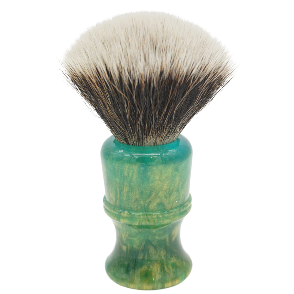 AP Shave Co. 26mm G5C Synthetic Shaving Brush - Golden Emerald Green Handle | Premium Wet Shaving Tool for Men | Perfect for Daily Grooming & Luxury Shaving Routine