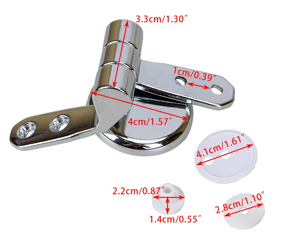 Stainless Steel Toilet Seat Hinges with Screws & Bolts - Durable Zinc Alloy Bathroom Hardware Replacement - Perfect for Home, Hotel & Commercial Restroom Upgrades