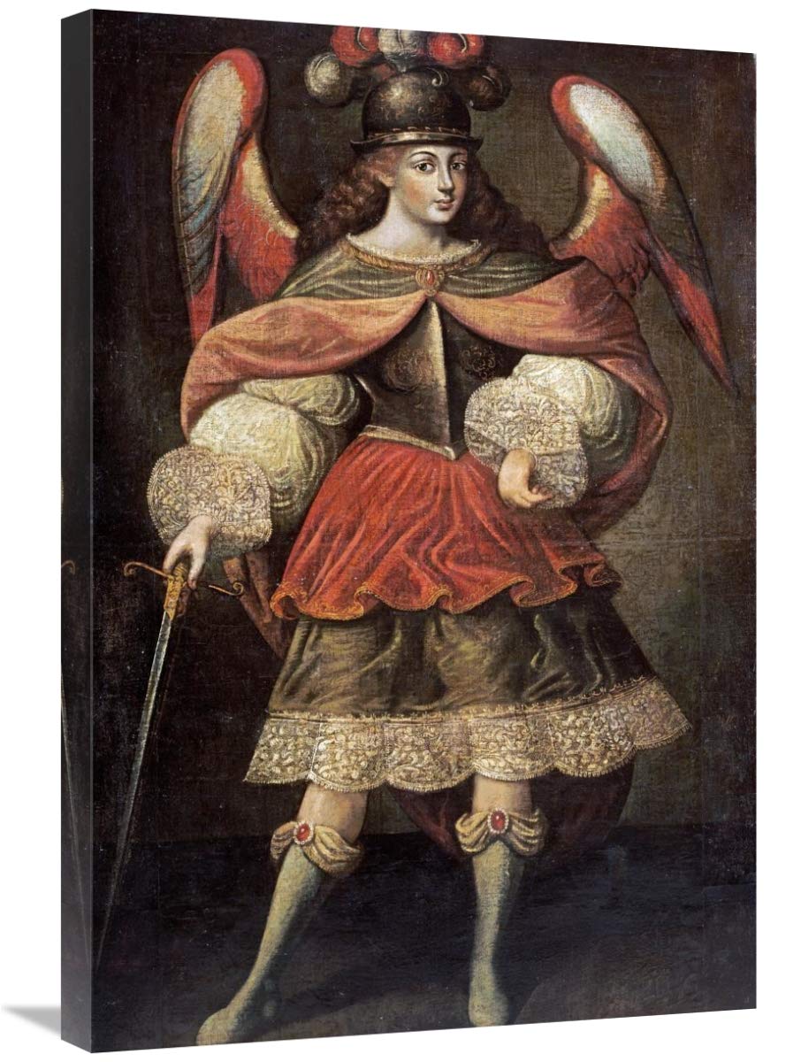 30 Inch Archangel Michael Art Print - Cuzco School Style Religious Wall Decor for Home, Church & Office