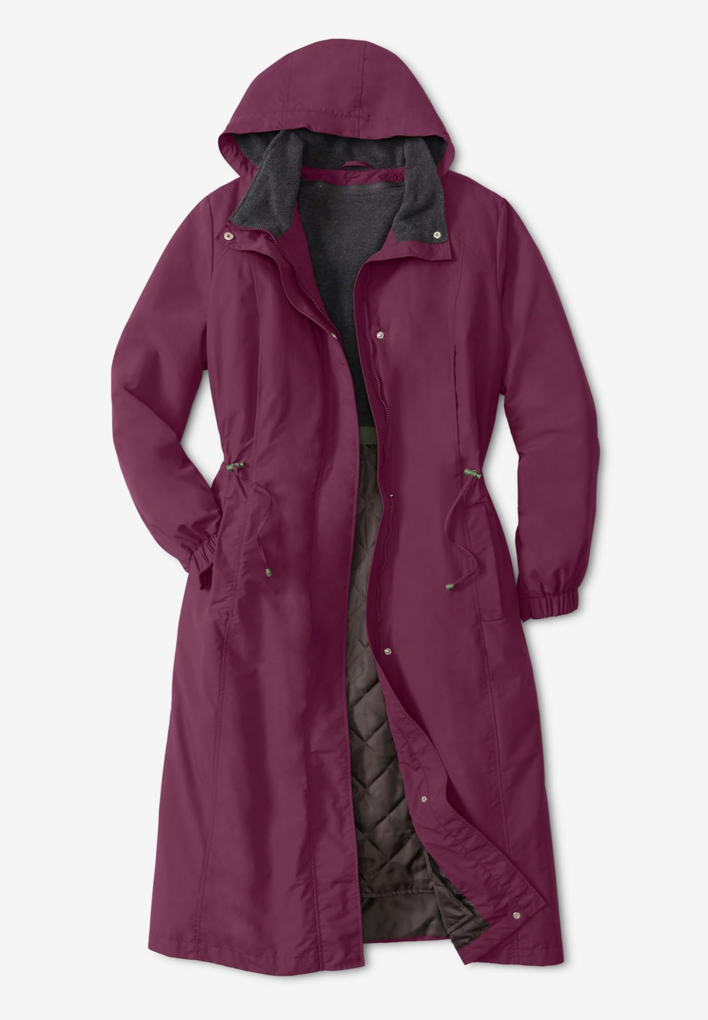 Women's Plus Size Long Hooded Taslon Jacket - Water-Resistant Lightweight Outerwear for Casual & Outdoor Activities | Perfect for Hiking, Travel & Everyday Wear