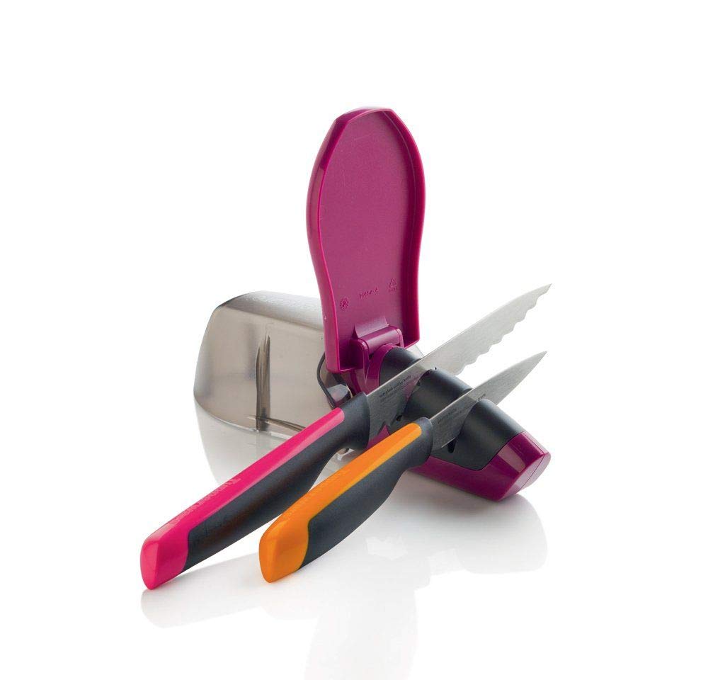 Premium Tupperware All-in-One Knife Sharpener - Professional Kitchen Tool for Sharpening Chef Knives, Steak Knives & Scissors | Perfect for Home Cooking & Outdoor Camping