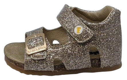Falcotto Girls' Bea Glossy Open Toe Sandals - Platinum | Comfortable Kids' Summer Shoes for Beach, Pool & Outdoor Play