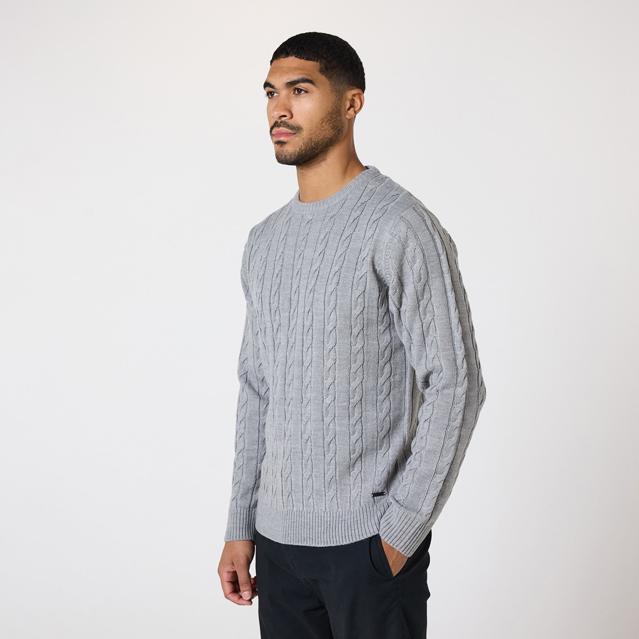 Cozy Cable Knit Crewneck Sweater - Grey Marl | Warm Winter Pullover for Women & Men | Perfect for Casual Outfits, Office Wear & Holiday Gatherings