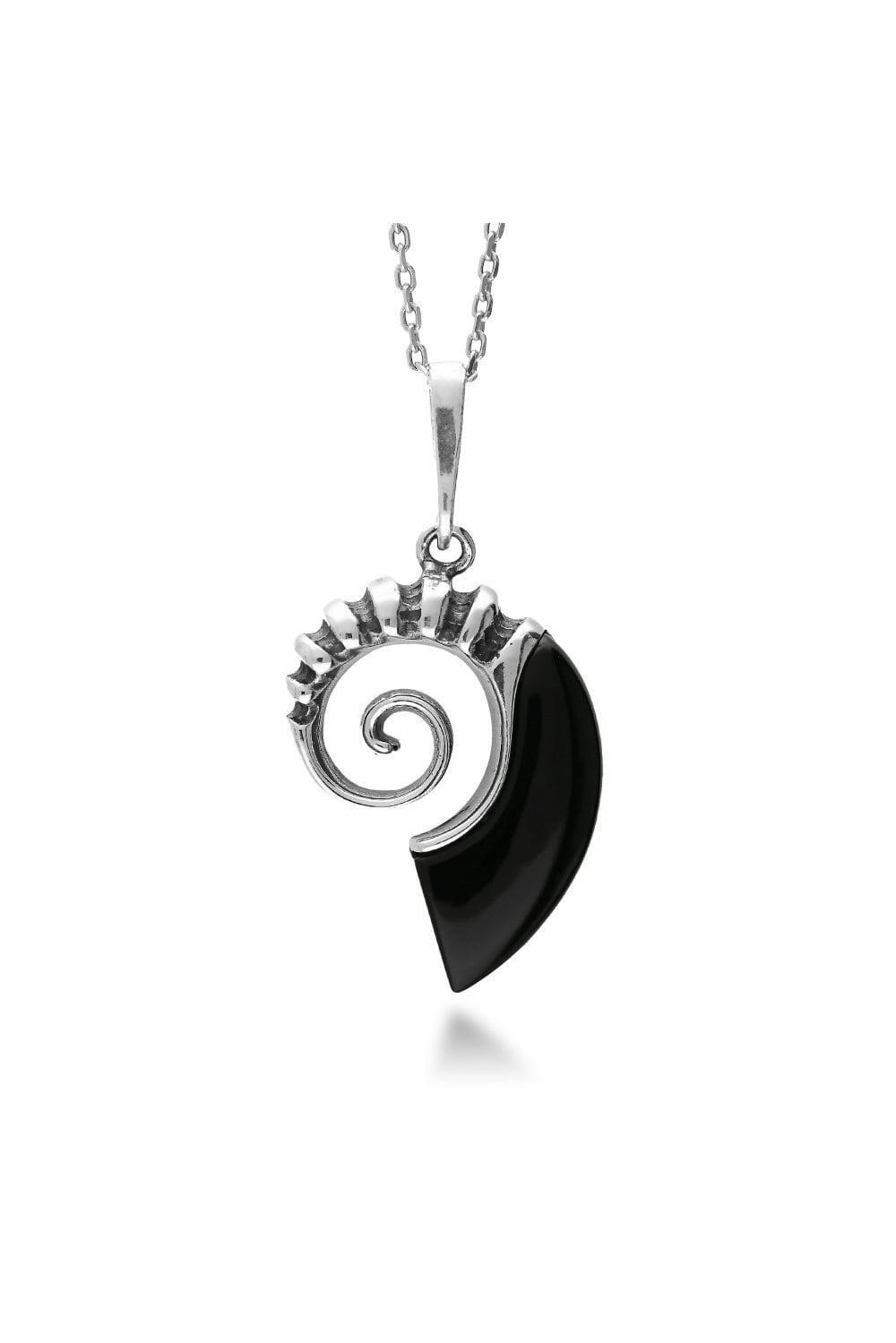 Whitby Jet Ammonite Sterling Silver Pendant Necklace – Elegant Fossil Jewelry for Women, Perfect for Gifts & Special Occasions