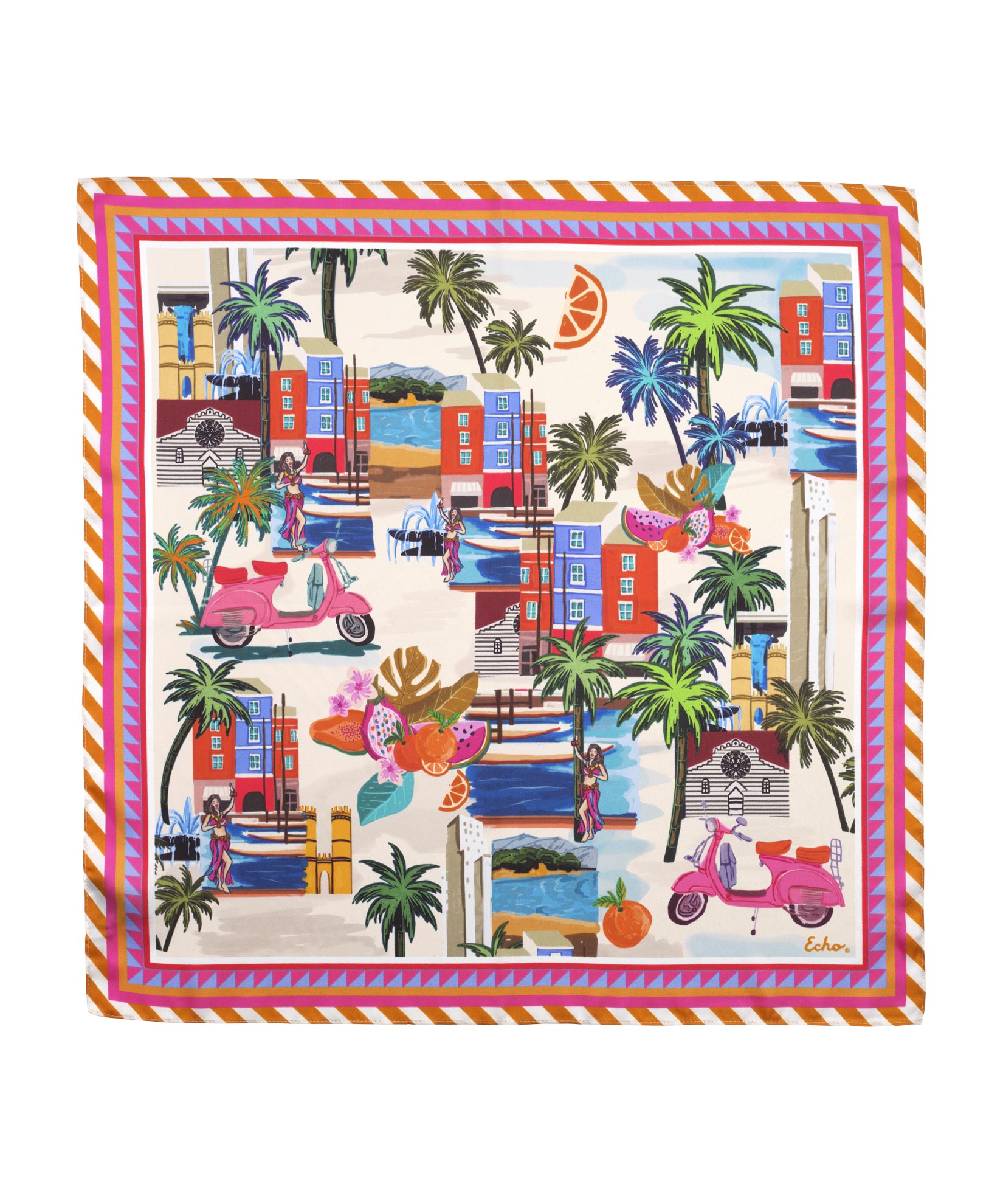 Positano Silk Bandana Scarf - Lightweight & Soft Fashion Accessory for Women & Men - Perfect for Travel, Beach, Hair Styling & Outfit Accessorizing