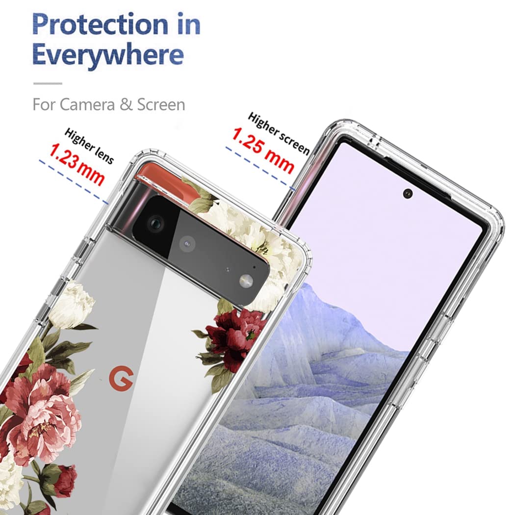 **Google Pixel 6 Pro Case - Cute Clear Floral Design Full Body Protective Cover for Pixel 6 Pro 5G & Pixel 6 XL | Shockproof & Scratch-Resistant | Perfect for Everyday Use, Travel & Gifts**