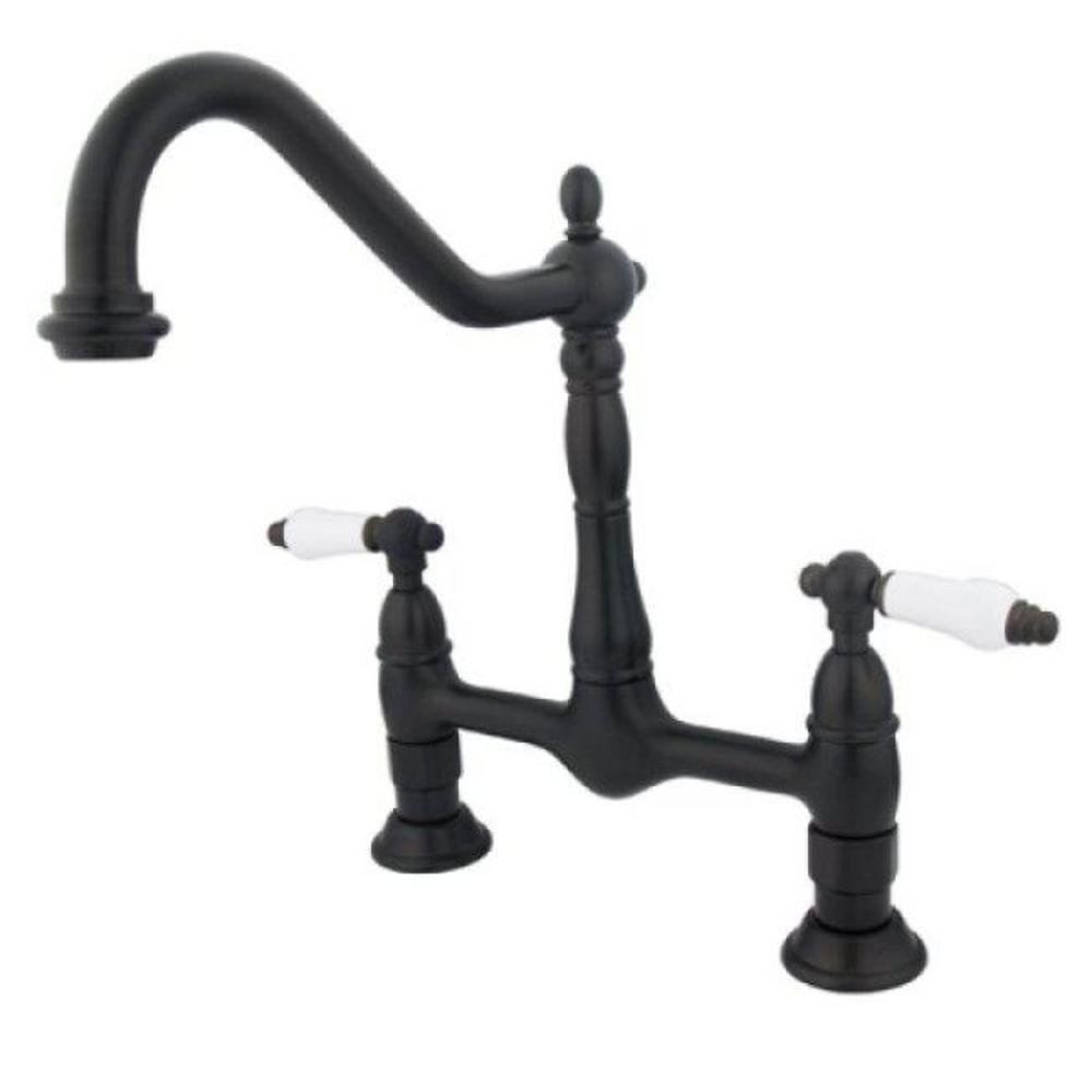 Kingston Brass KS1175PL Heritage Bridge Kitchen Faucet - Oil Rubbed Bronze Finish, 13