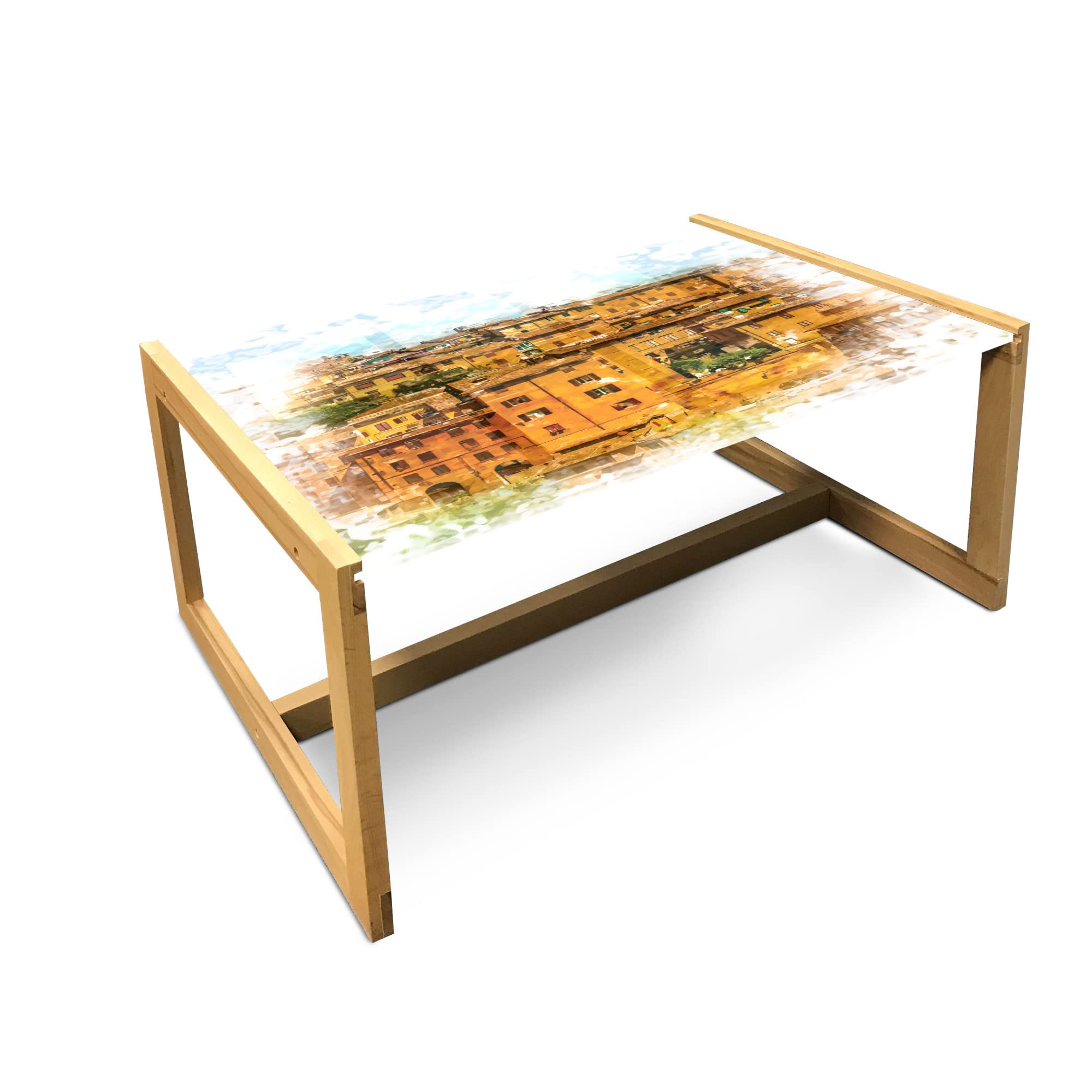 Vintage Italian Coffee Table - Wooden Frame & Acrylic Glass for Office & Dorm Decor