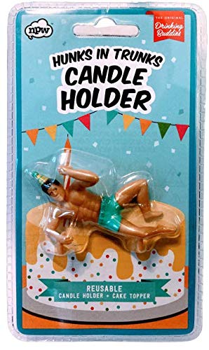 Muscular Men Candle Holders - Ripped Hunks in Trunks Figurine for Home Decor, Romantic Dinner, Spa Bathroom, or Man Cave Lighting Accessories