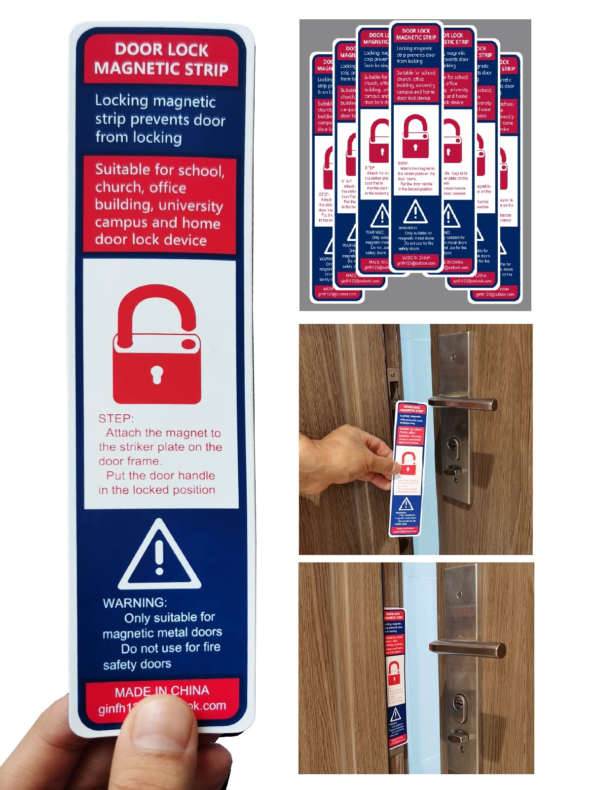 12 Pack Magnetic Door Security Strips - Quick Lock Emergency Door Latch for School, Office & Home Safety - White (Easy Installation, Thin Design) - Perfect for Classroom Security, Workplace Safety & Home Protection