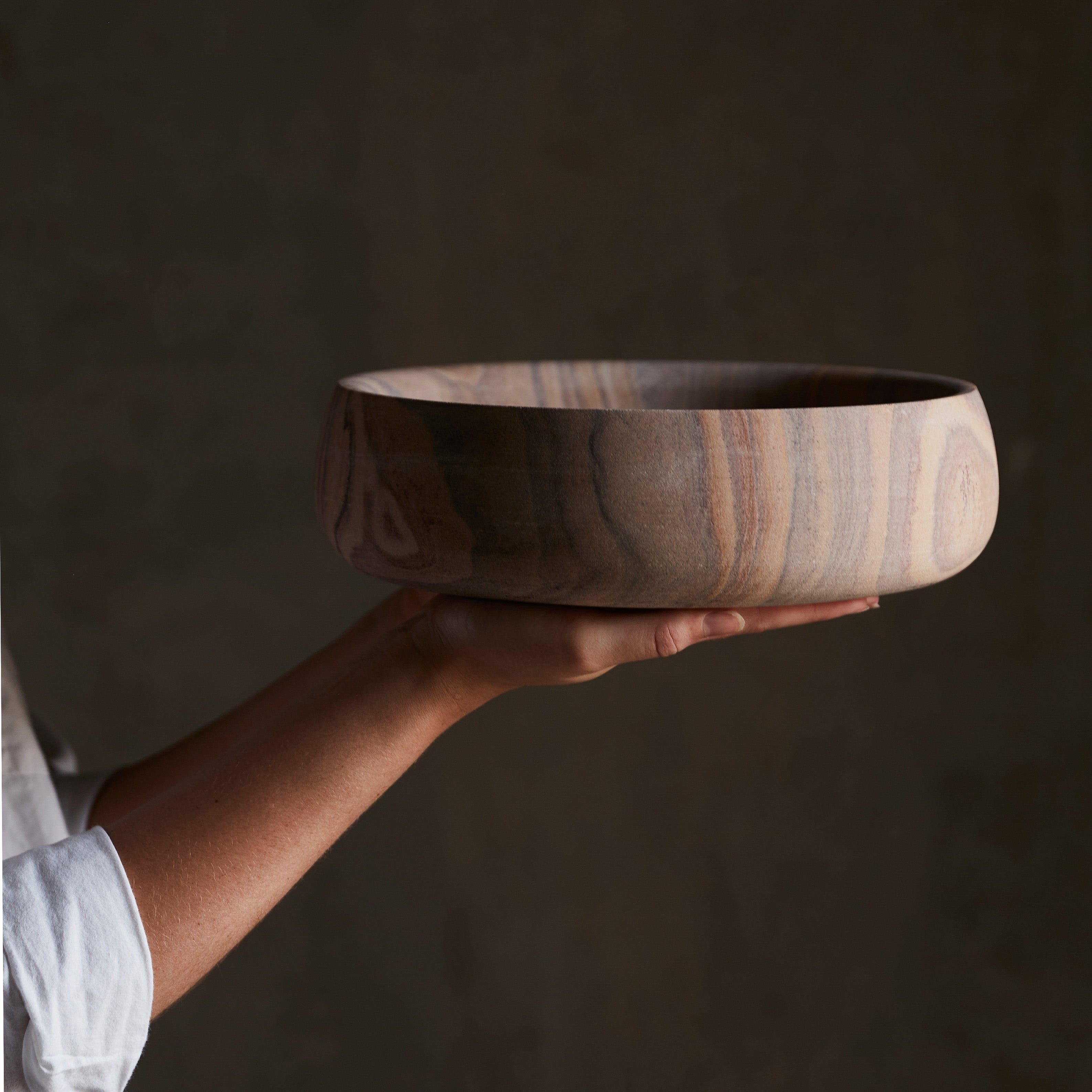 Eshana Sandstone Bowl - Handcrafted Natural Stone Bowl for Home Decor, Kitchen & Dining | Perfect for Serving, Display, and Meditation Spaces