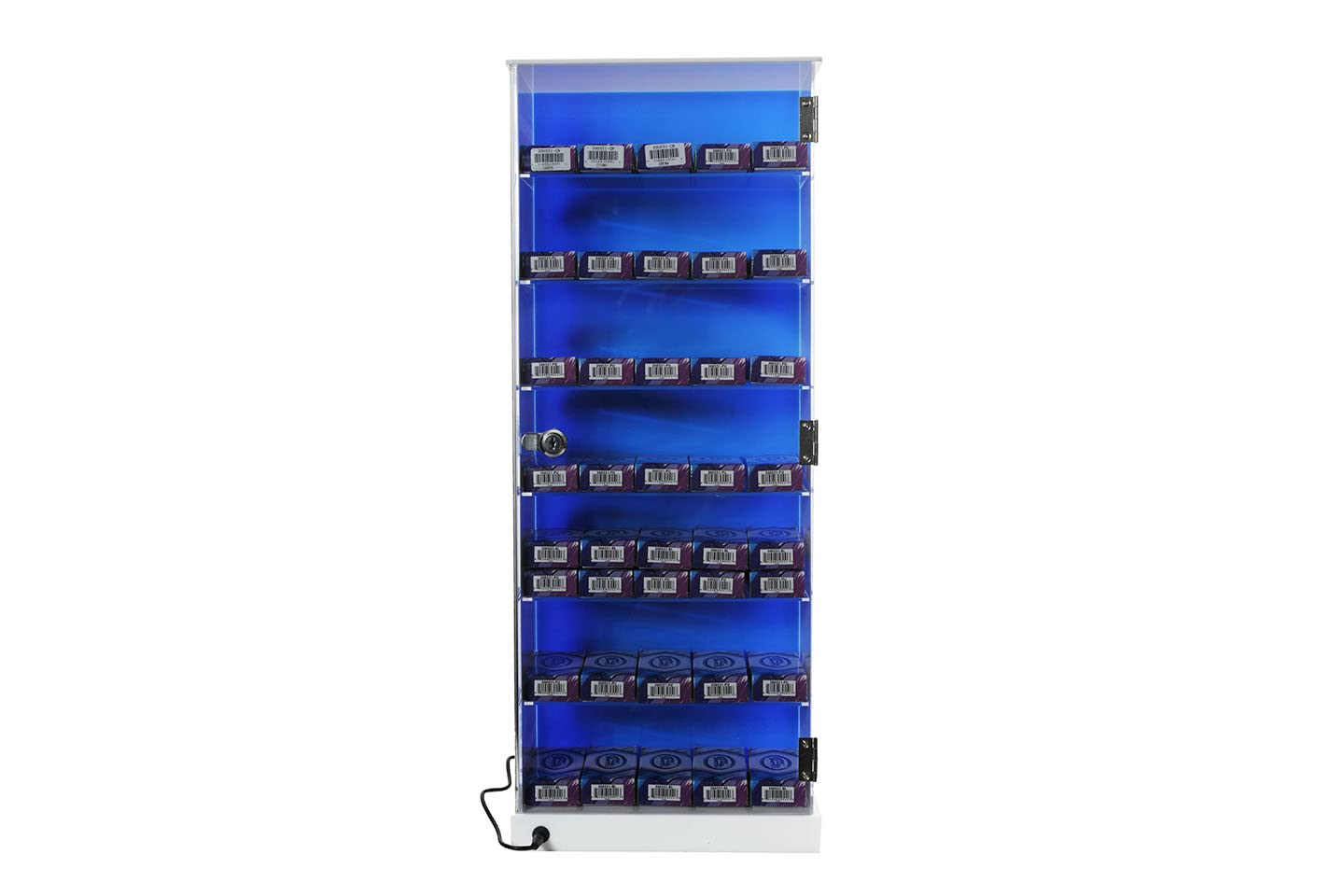 10-Piece Rotating Acrylic Knife Display Case with LED Lights - Rectangular Glass Stand Tower for Pocket Knives | Knife Organizer & Storage Cabinet with Shelves | Perfect for Retail Stores, Collections, and Home Display