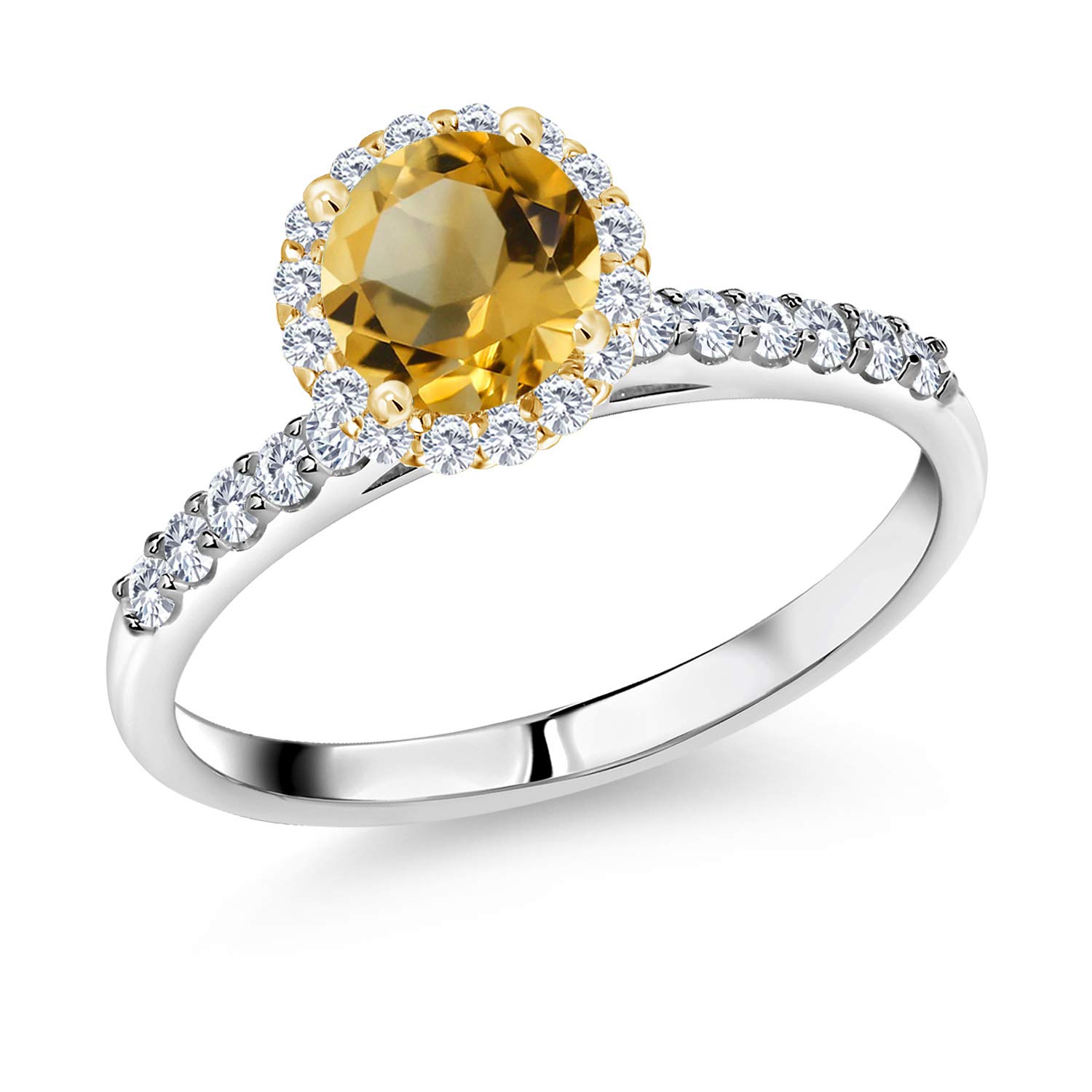 1.11Ct Lab-Grown Citrine Diamond Ring in 925 Silver & 10K Gold - Elegant Jewelry for Weddings & Parties